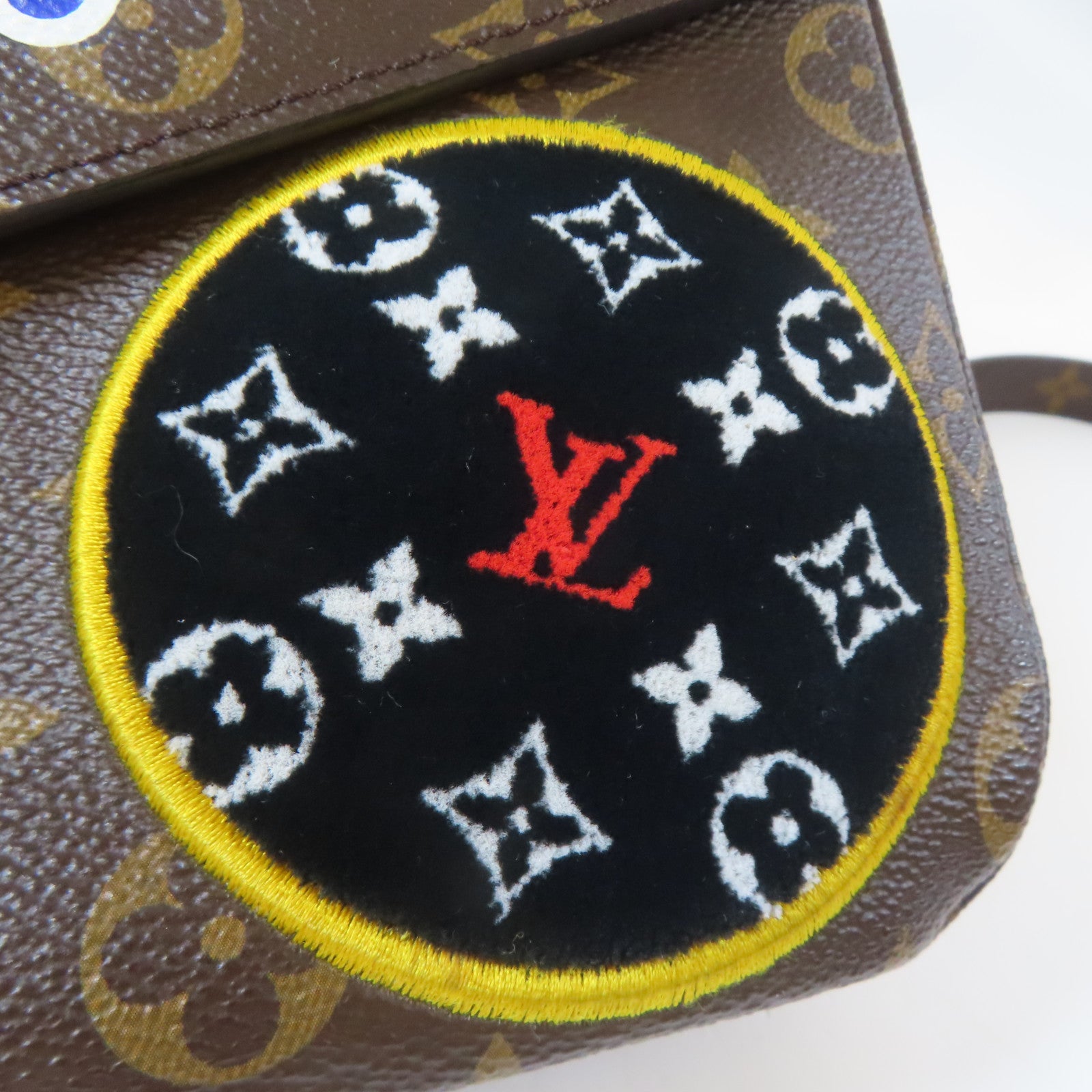 LOUIS VUITTON Monogram Patches Pochette Metis MM金扣手挽肩背兩用袋啡色