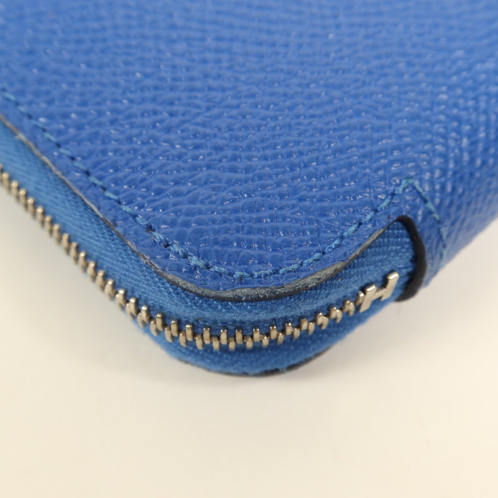 HERMES Epsom皮革Silk In Wallet銀扣錢包Bleu Zellige