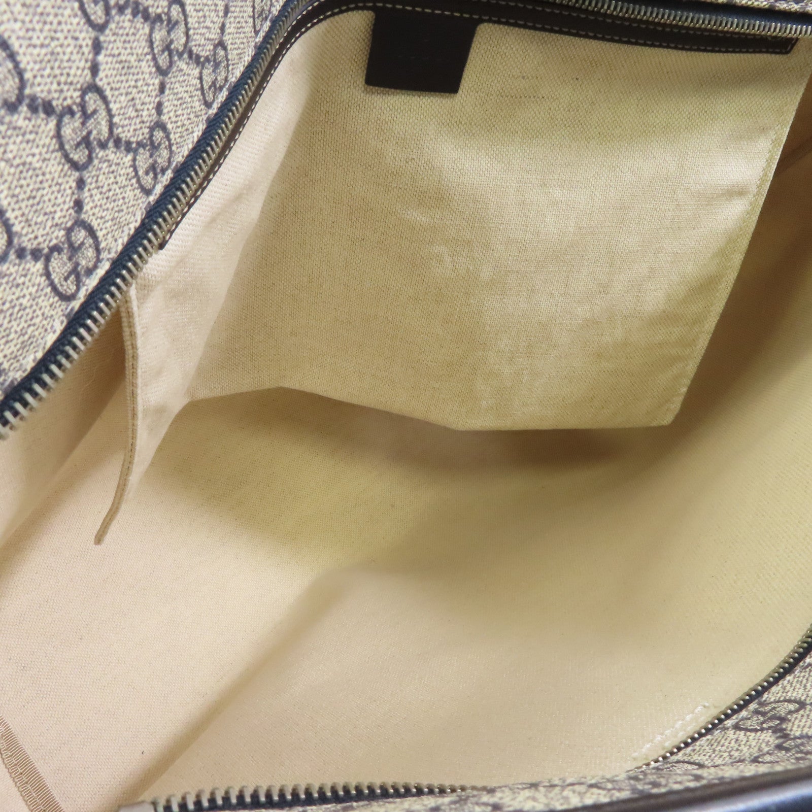 GUCCI 塗層帆布Tote Bag銀扣手挽袋藍色米色