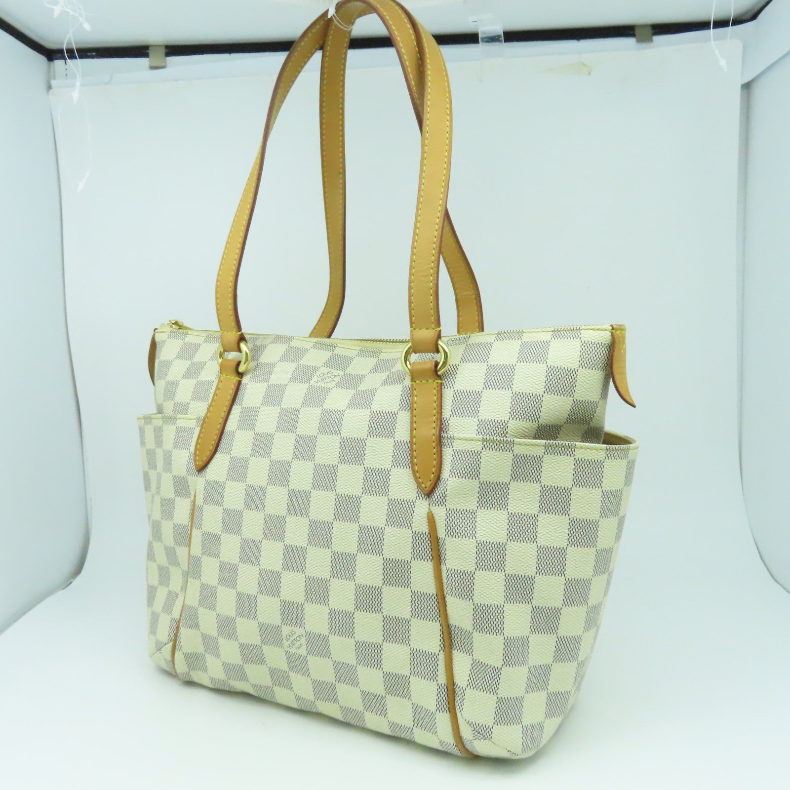 LOUIS VUITTON 【激減優惠】Damier Totally PM金扣手挽肩背兩用袋白色