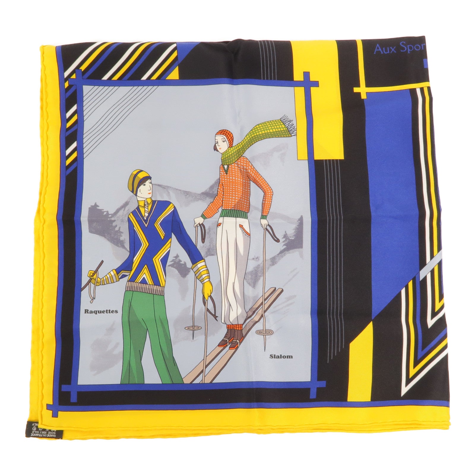 HERMES 絲質Aux Sports d'Hiver Scarf 70x70絲巾