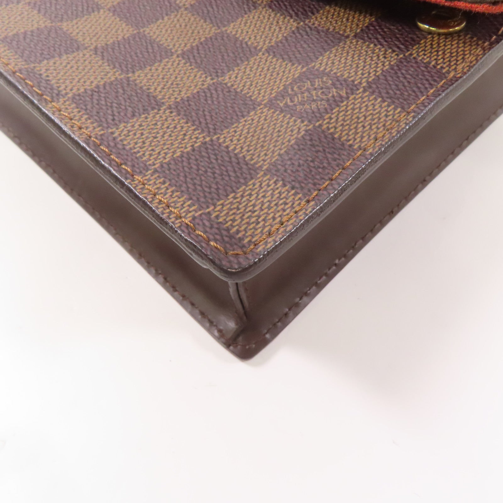 LOUIS VUITTON Damier Ebene Portobello金扣肩背袋棕色