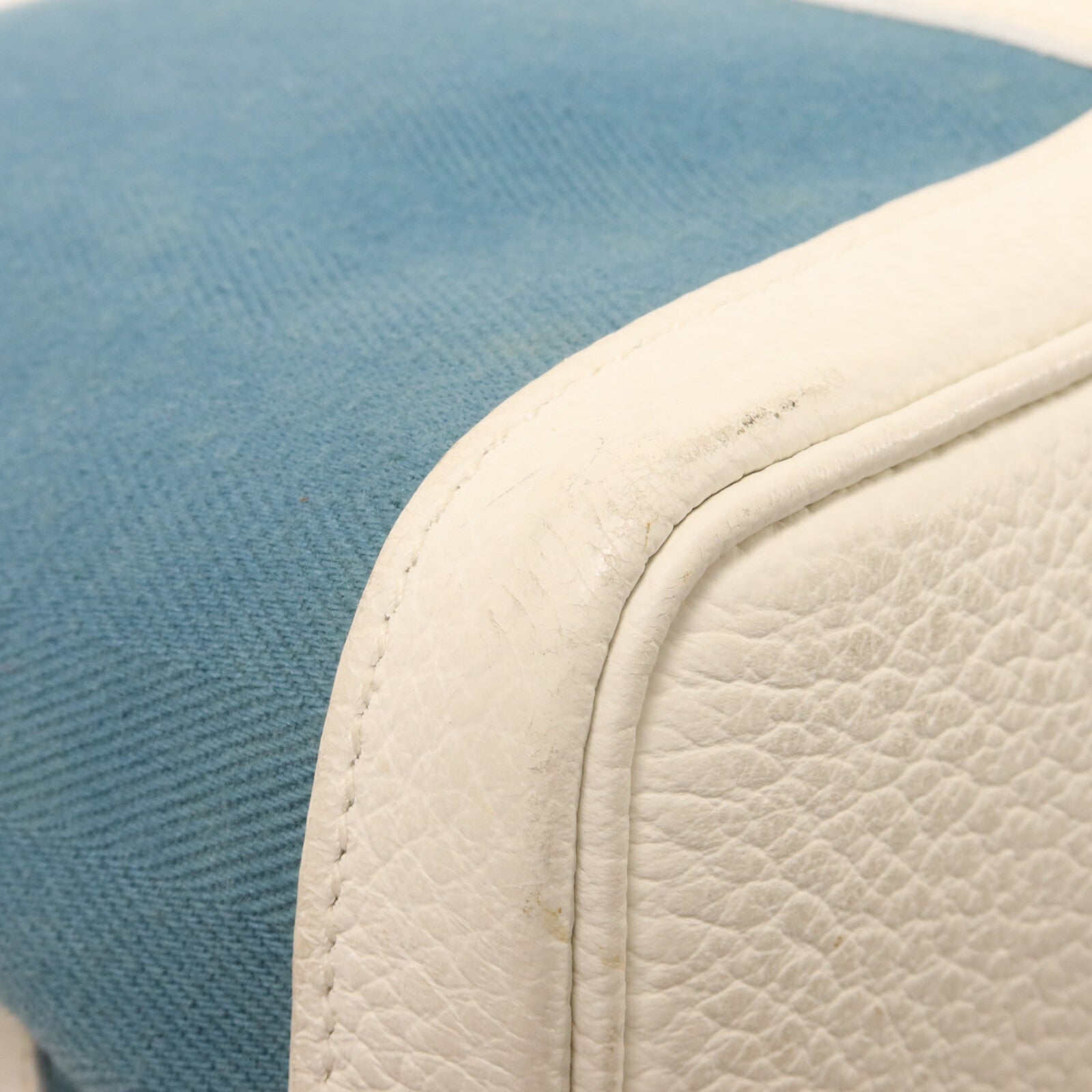 HERMES 帆布Garden Party PM手挽袋Blue/White