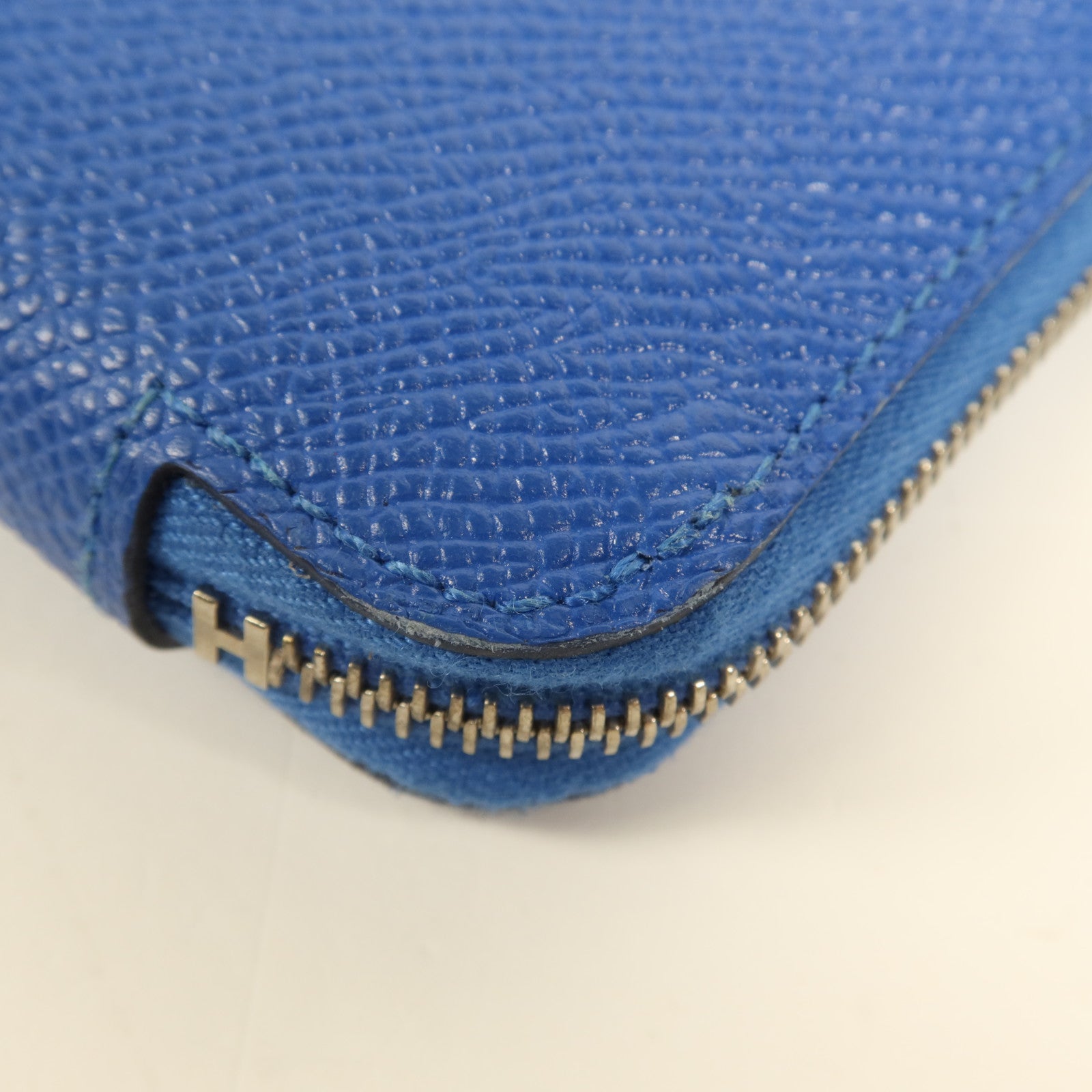 HERMES Epsom皮革Silk In Wallet銀扣錢包Bleu Zellige