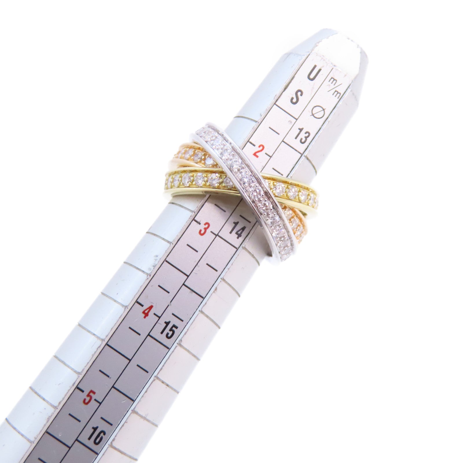 CARTIER 18K黃金/玫瑰金/白金/鑽石Trinity Ring 3Diamond Ring戒指Cartier#43/US#2.5