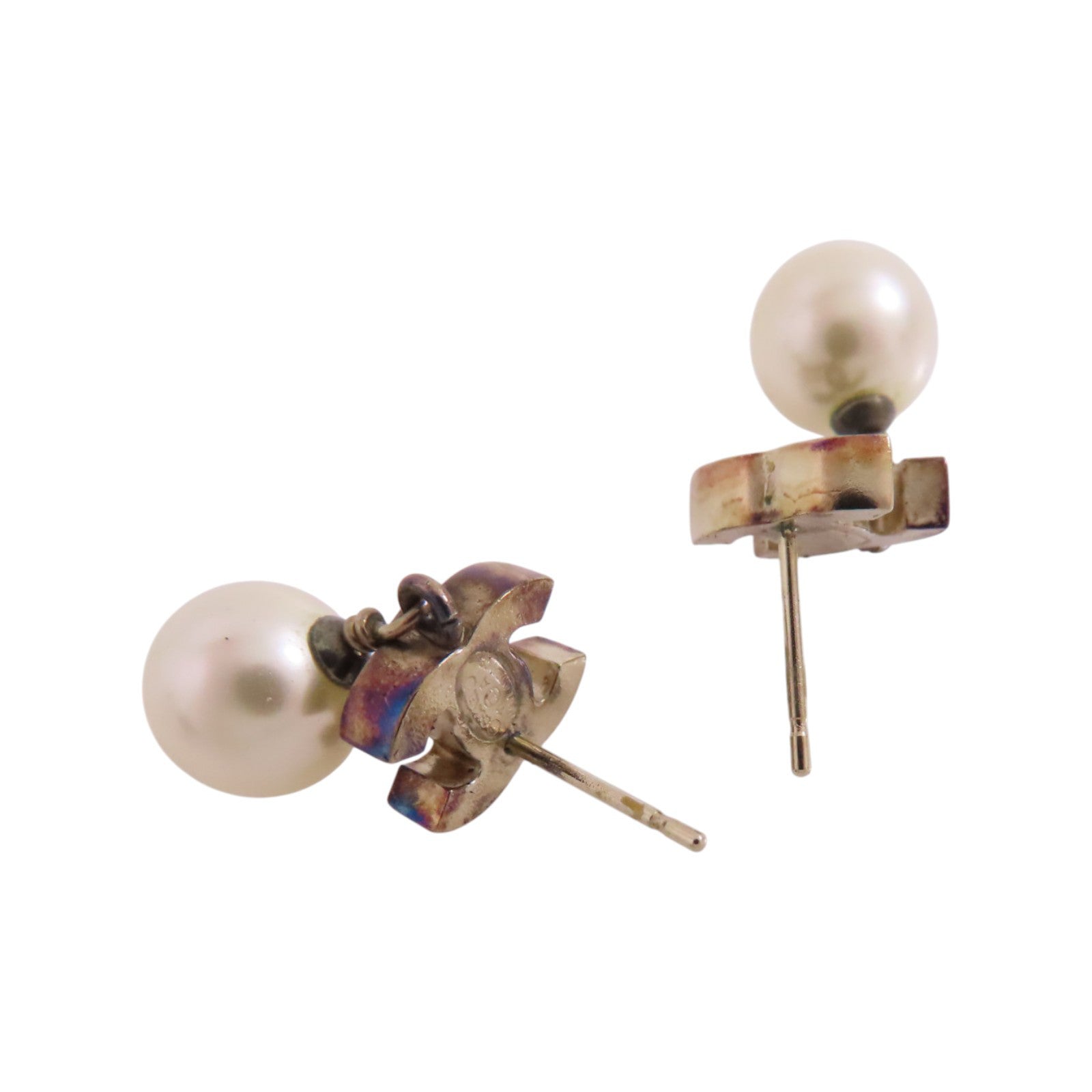 CHANEL 金屬/仿珍珠CC Earrings金扣耳環
