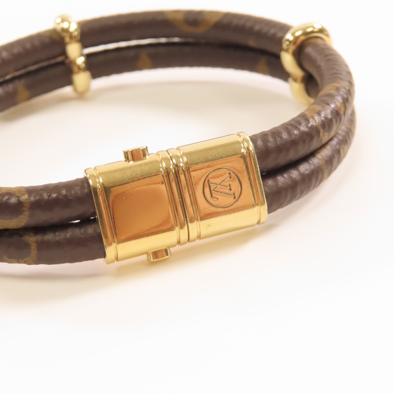 LOUIS VUITTON Monogram Keep It Twice金扣手鏈啡色