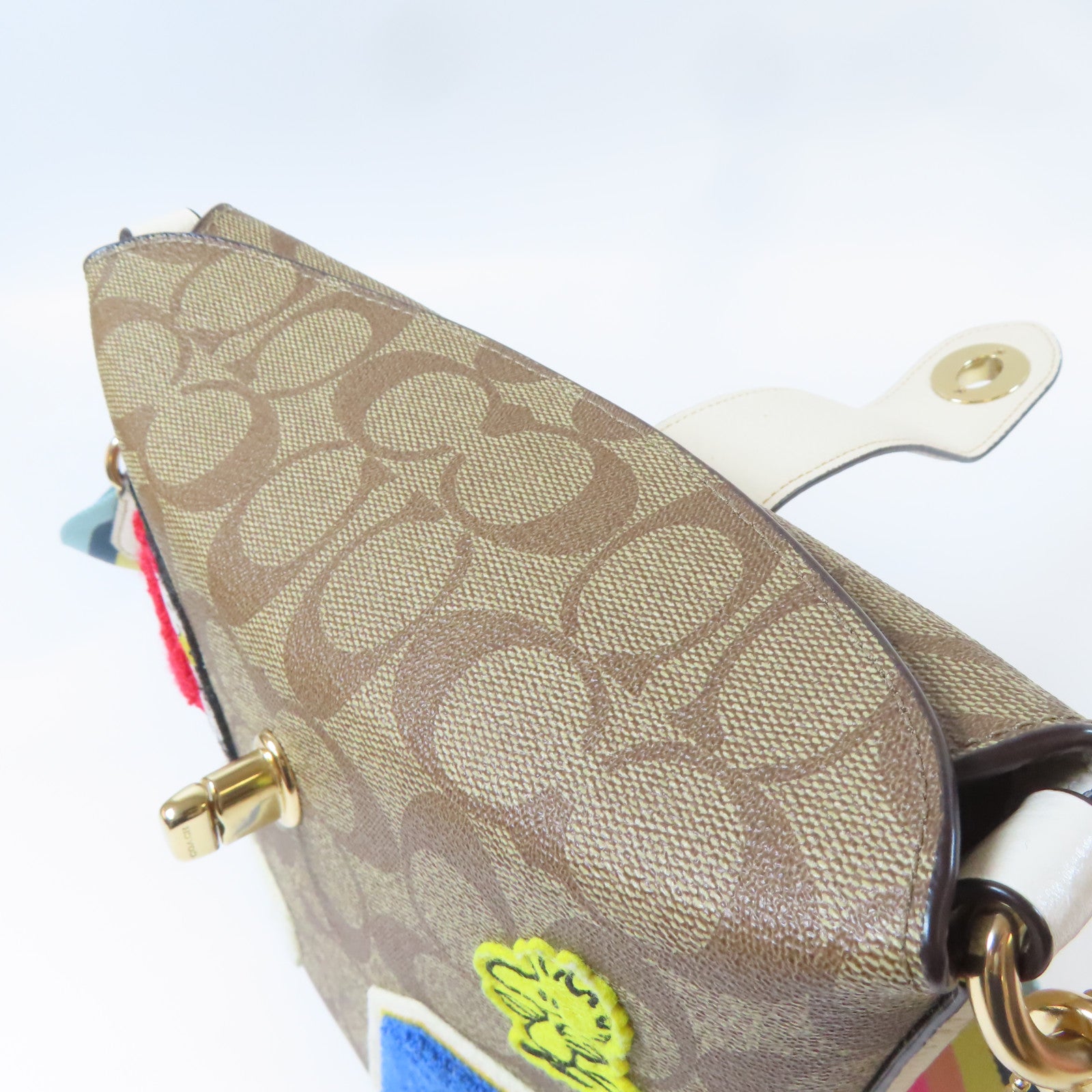 COACH 塗層帆布Shoulder Bag金扣肩背袋啡色