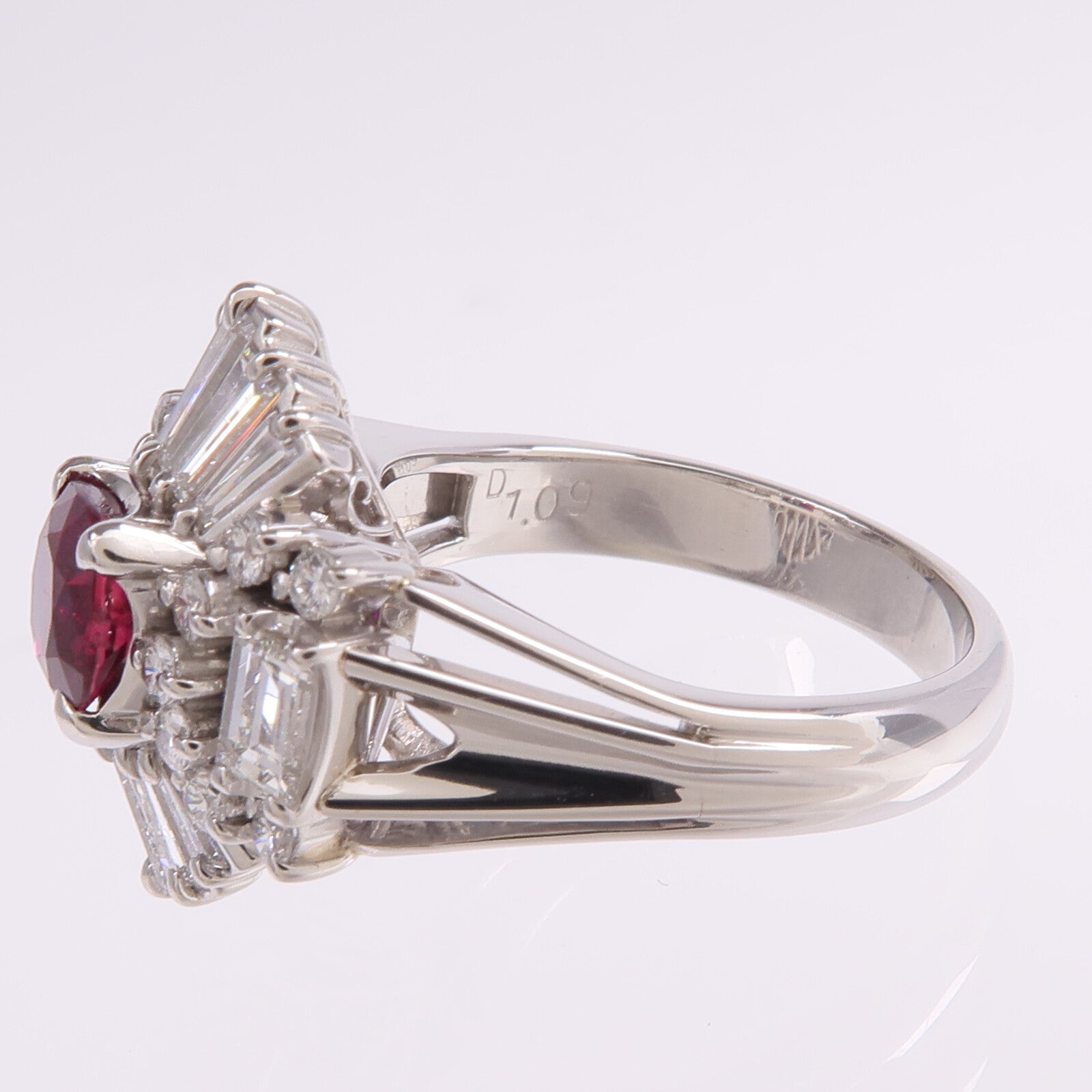 JEWELRY PT900鉑金Ruby Diamond Ring紅寶石/鑽石戒指US#5.25