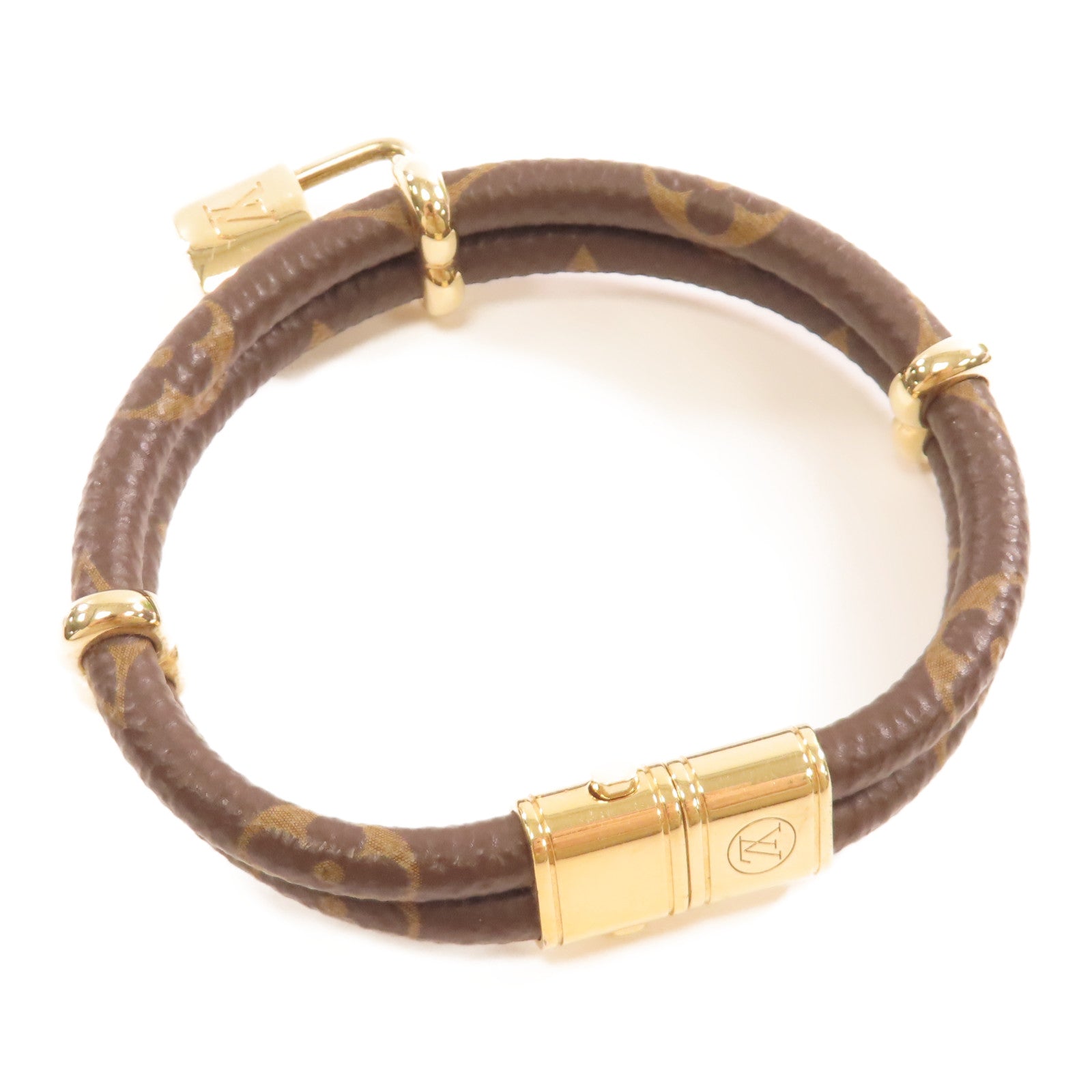 LOUIS VUITTON Monogram Keep It Twice金扣手鏈啡色