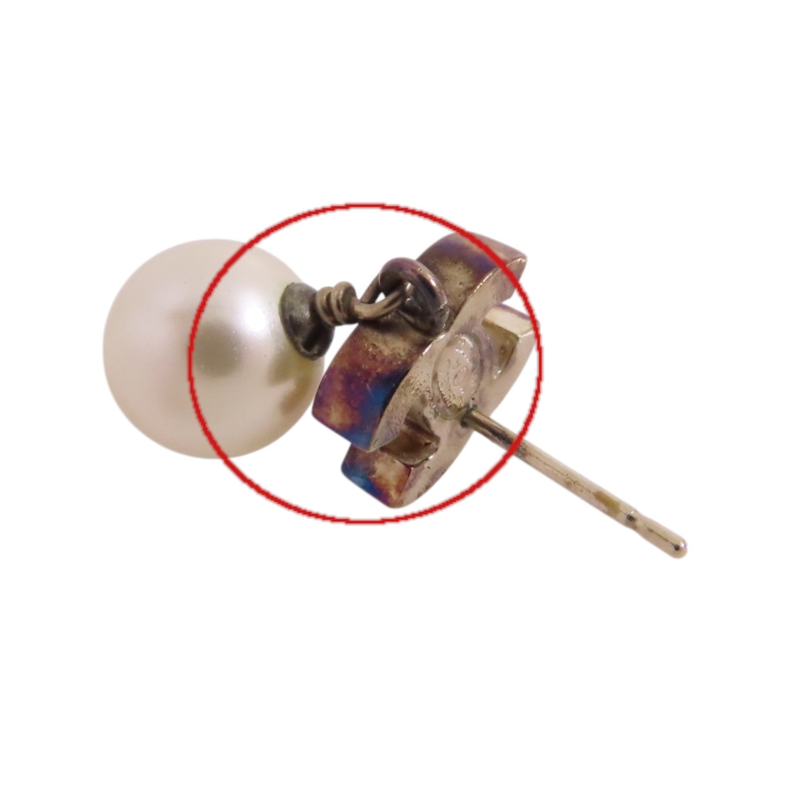 CHANEL 金屬/仿珍珠CC Earrings金扣耳環