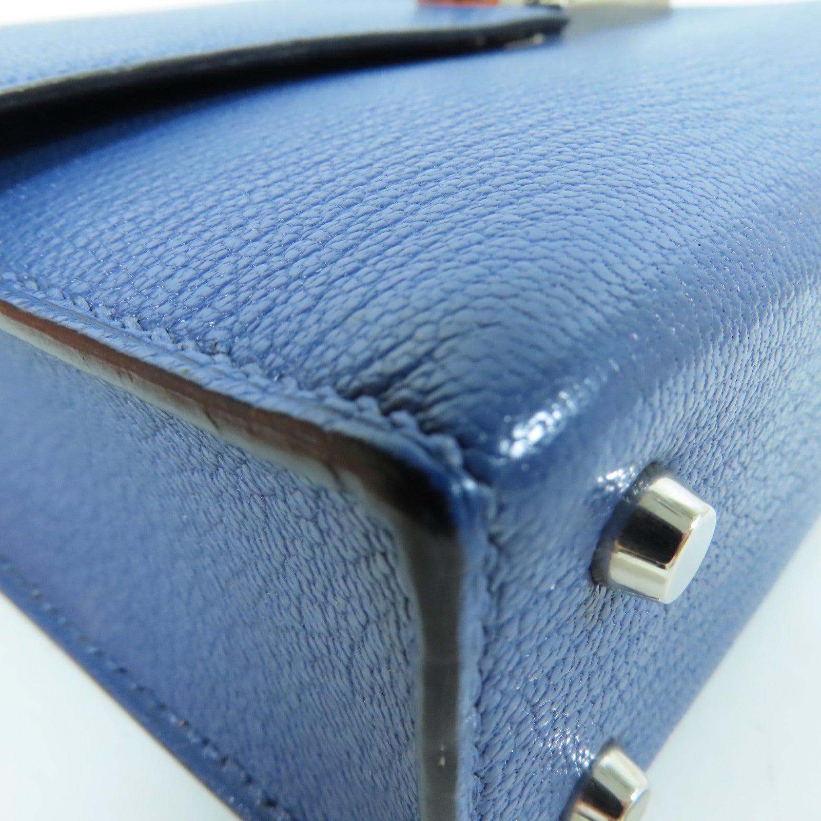 HERMES Chevre皮革Verrou Mini銀扣鏈帶肩背袋