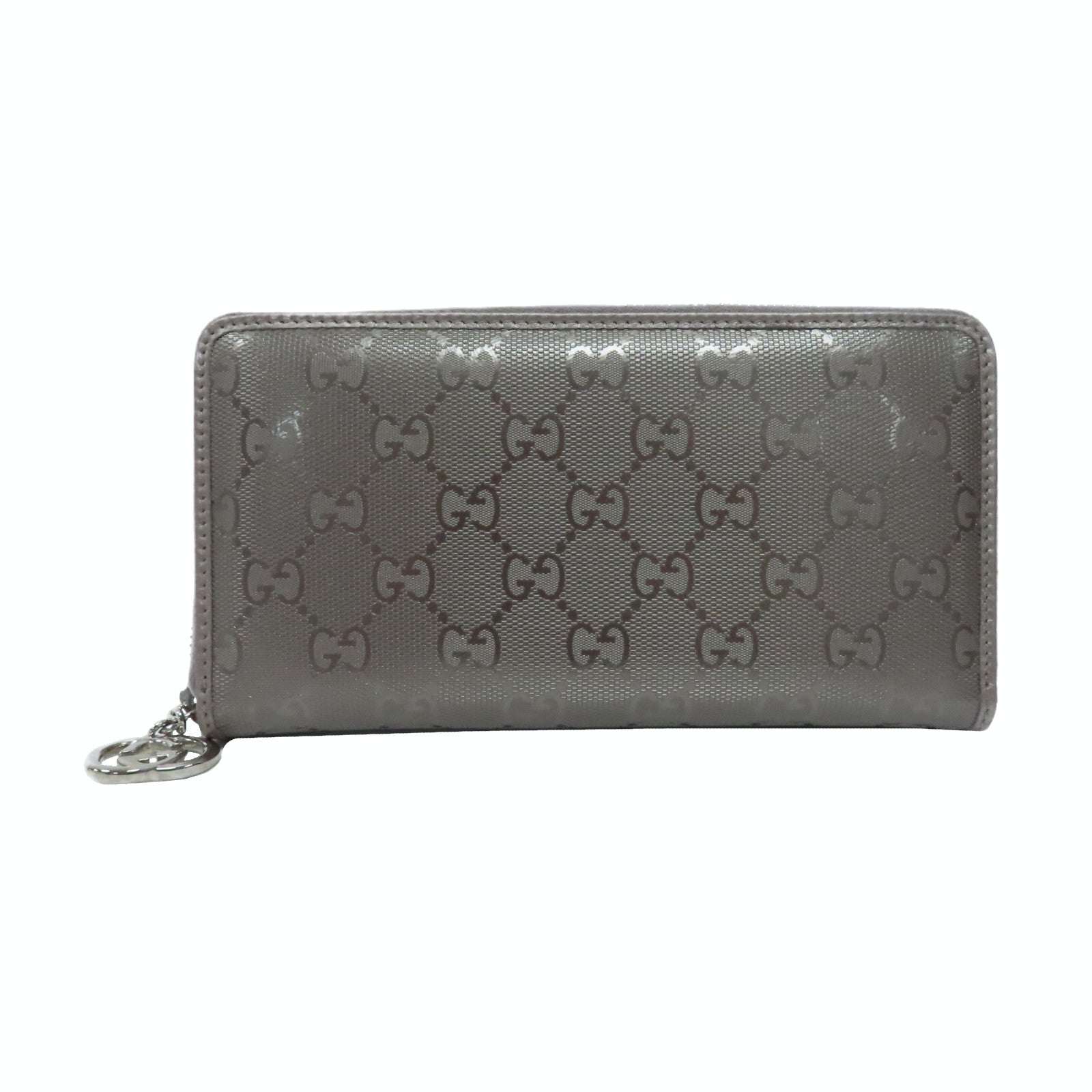 GUCCI 塗層帆布Long Wallet銀扣長錢包米色