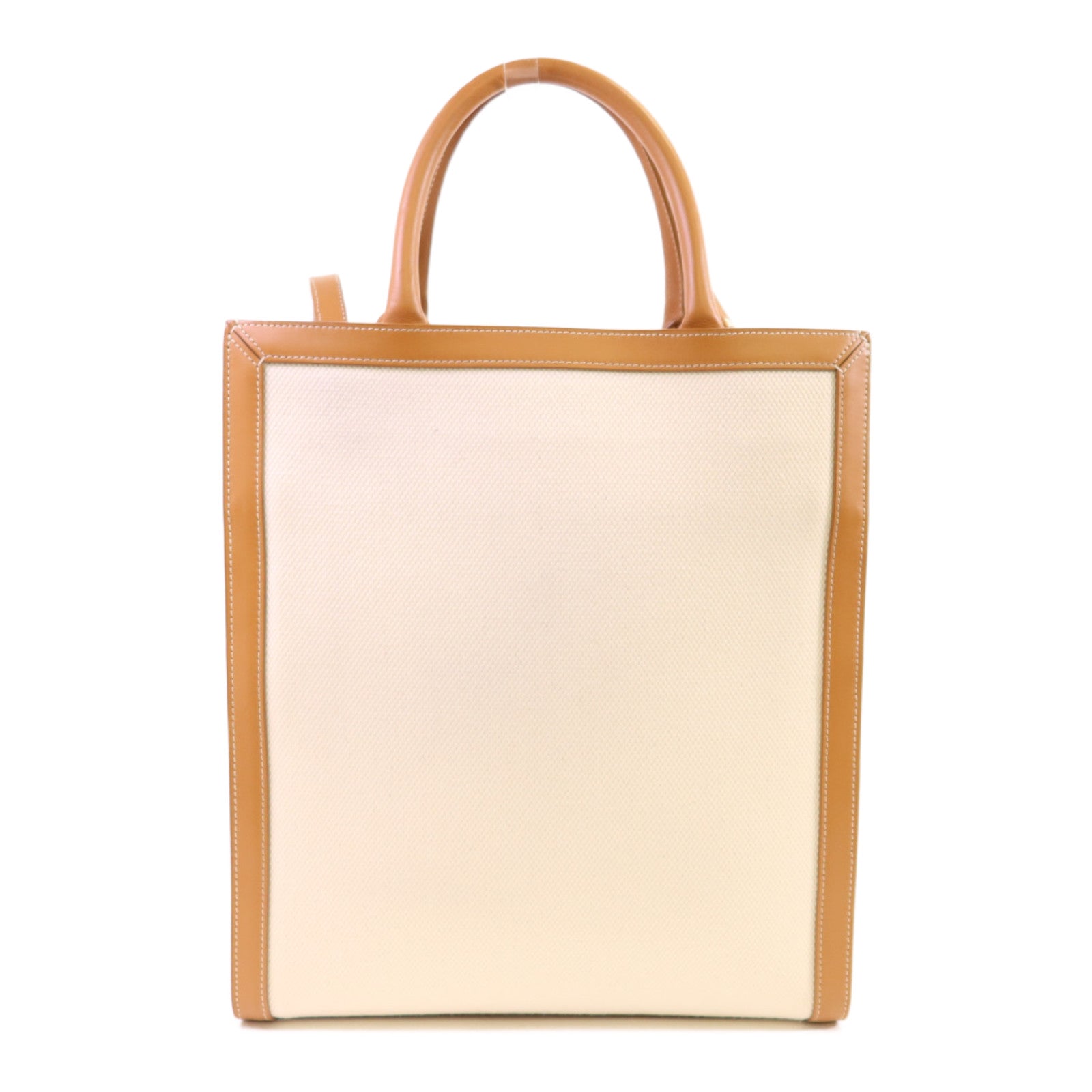 CELINE 帆布/牛皮皮革Vertical Cabas Small金扣手挽肩背兩用袋