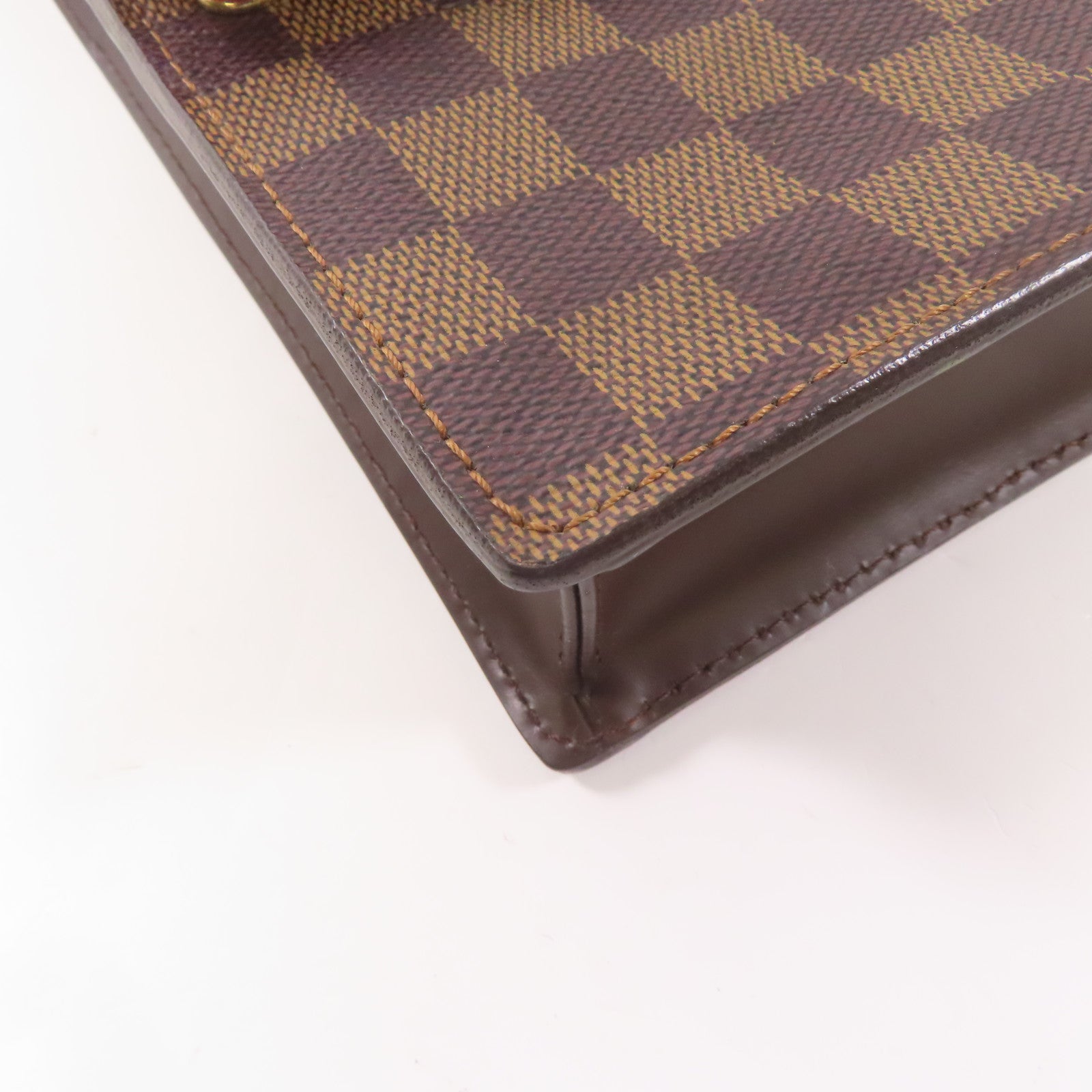 LOUIS VUITTON Damier Ebene Portobello金扣肩背袋棕色