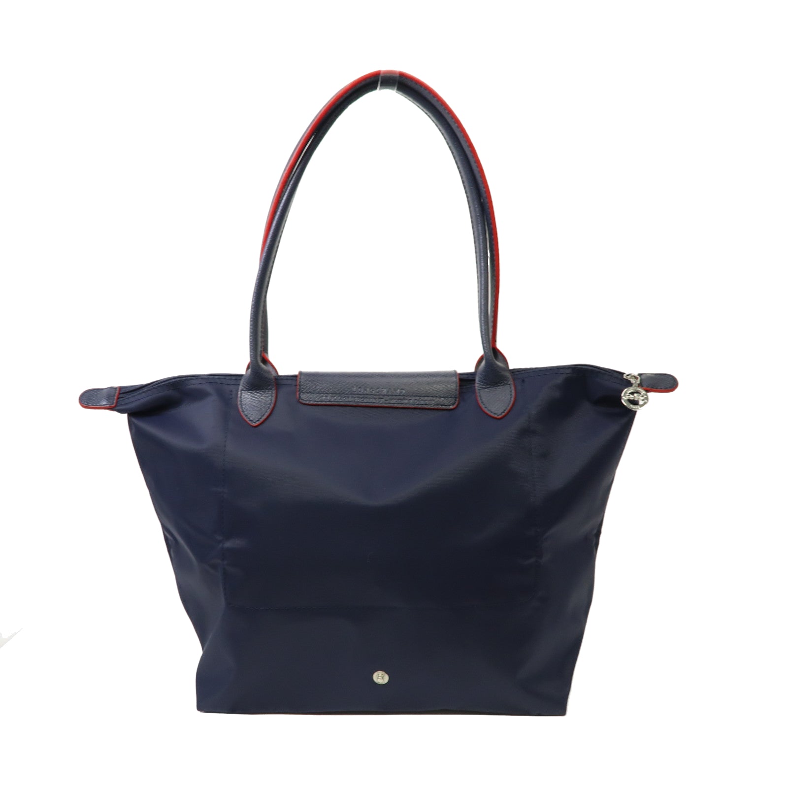 Longchamp 尼龍Le Pliage銀扣手挽袋藍色/紅色