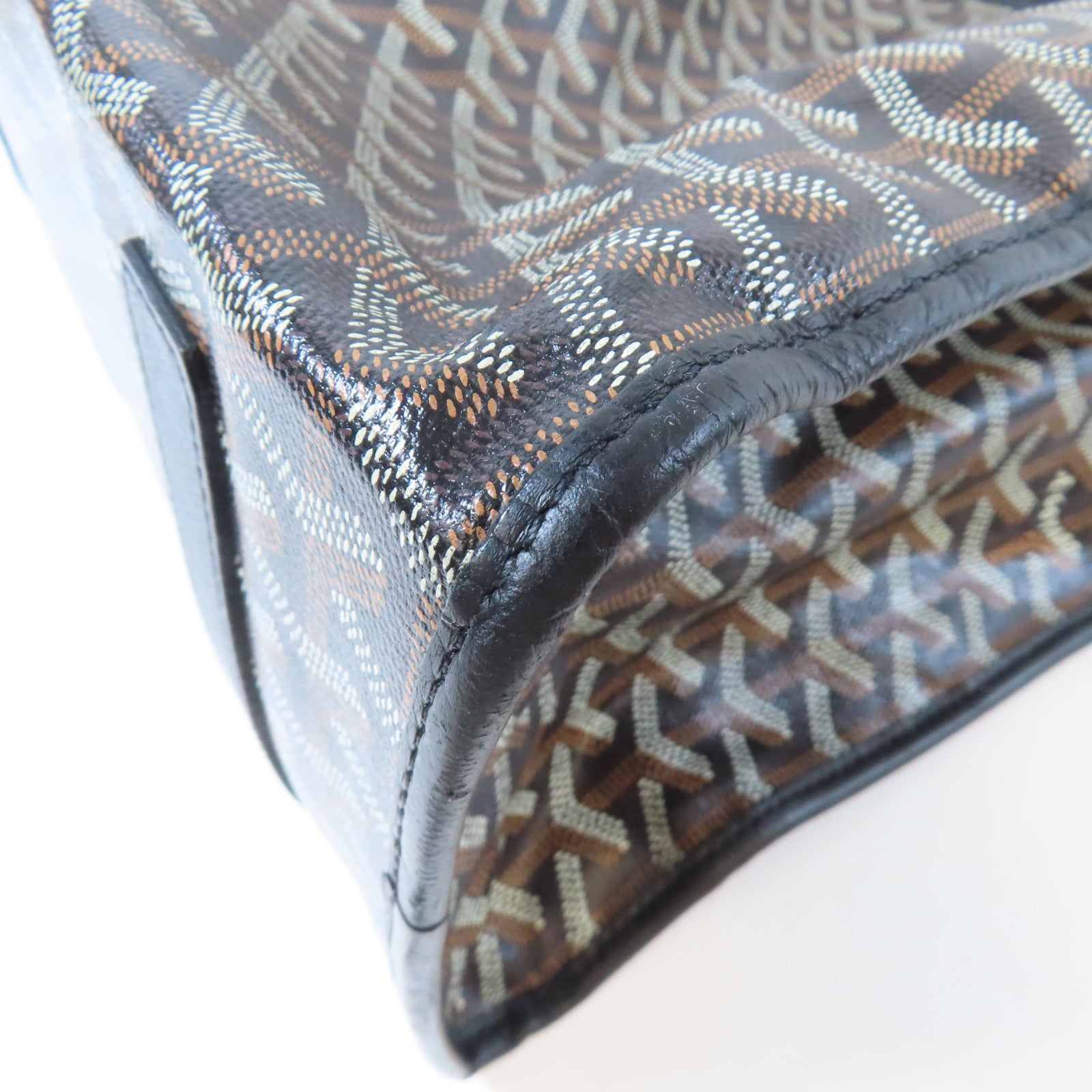 GOYARD 塗層帆布/牛皮皮革Saint Leger Backpack銀扣背包黑色