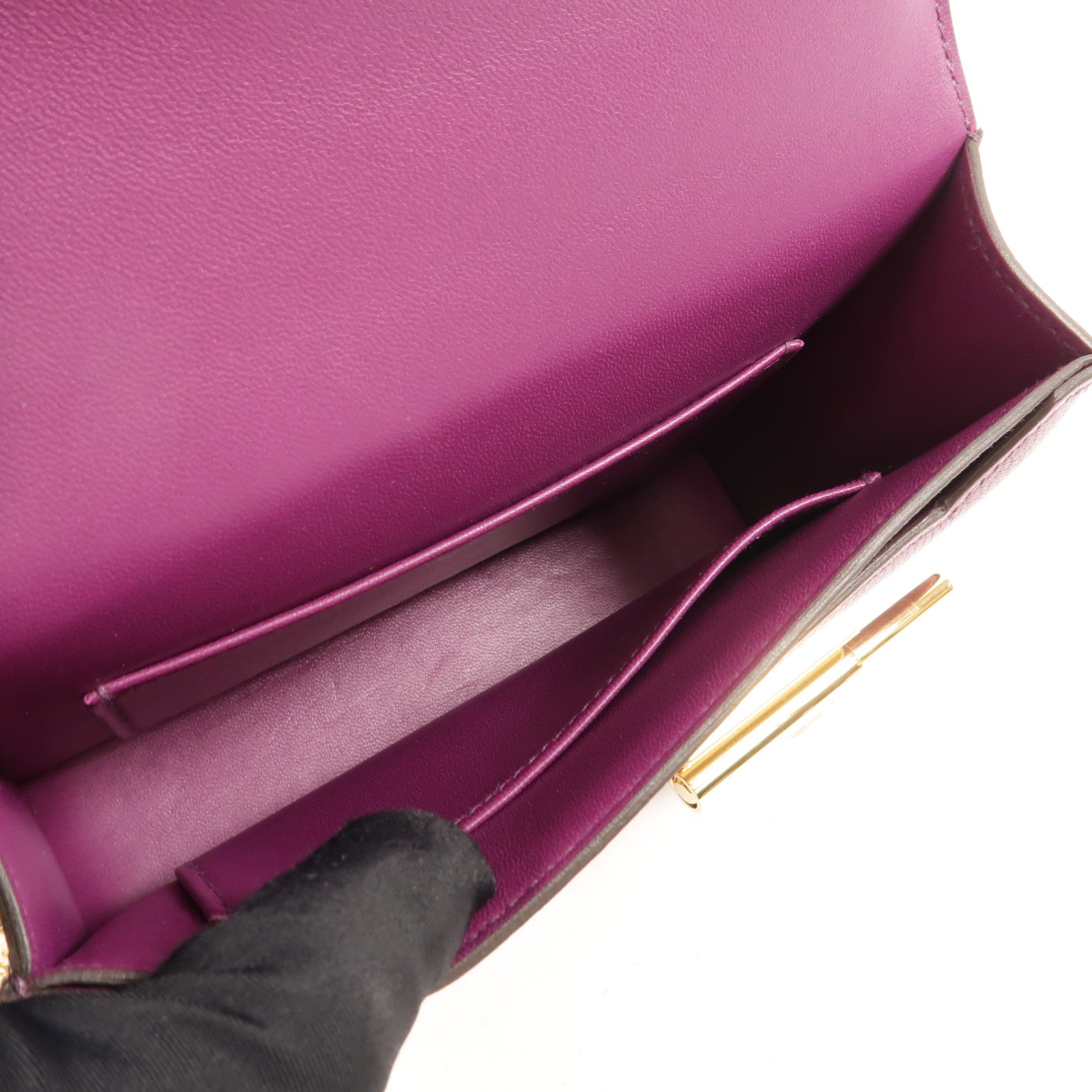 HERMES Chevre皮革Verrou Mini鏈帶肩背袋Anemone