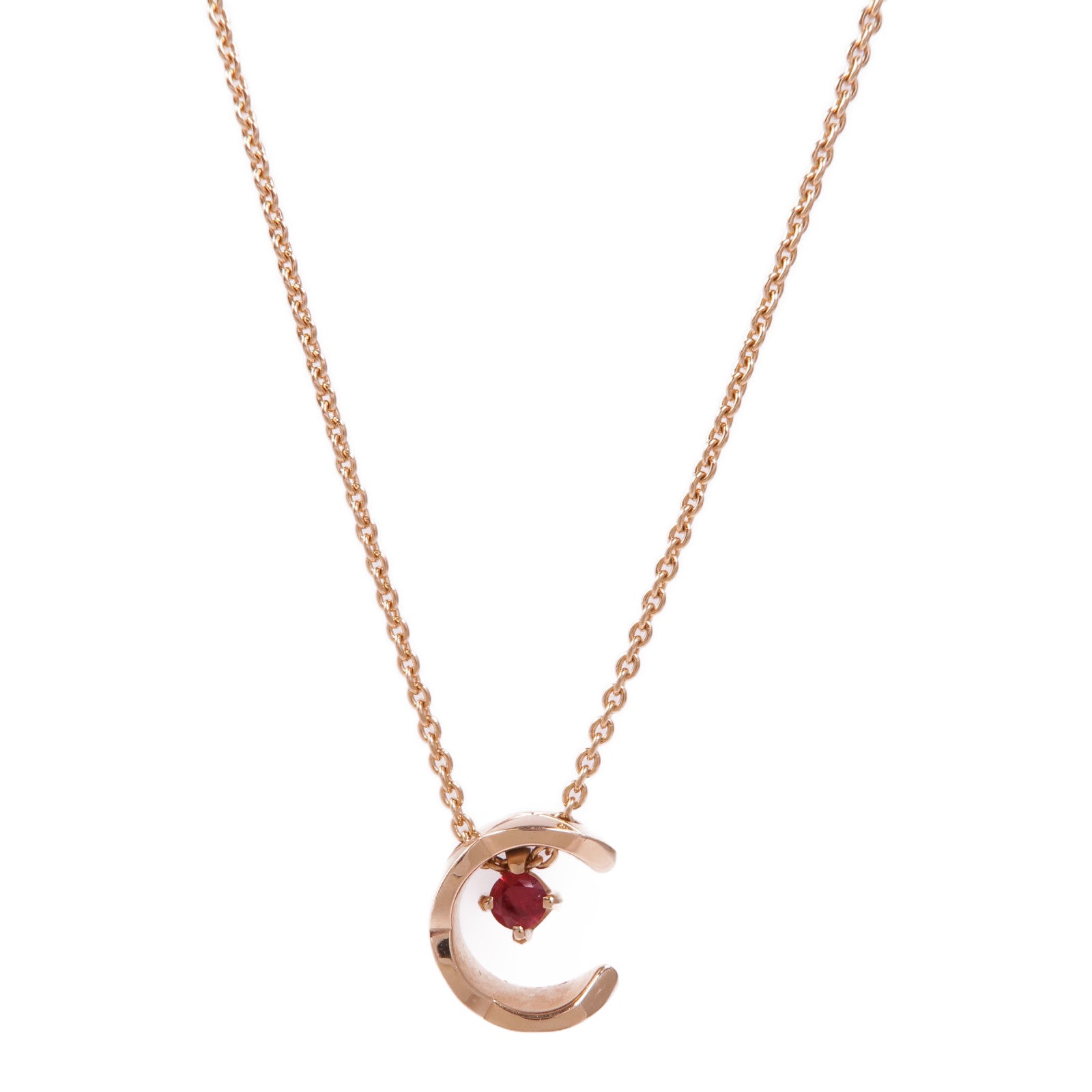 CHANEL 18K玫瑰金Coco Necklace紅寶石/鑽石項鍊