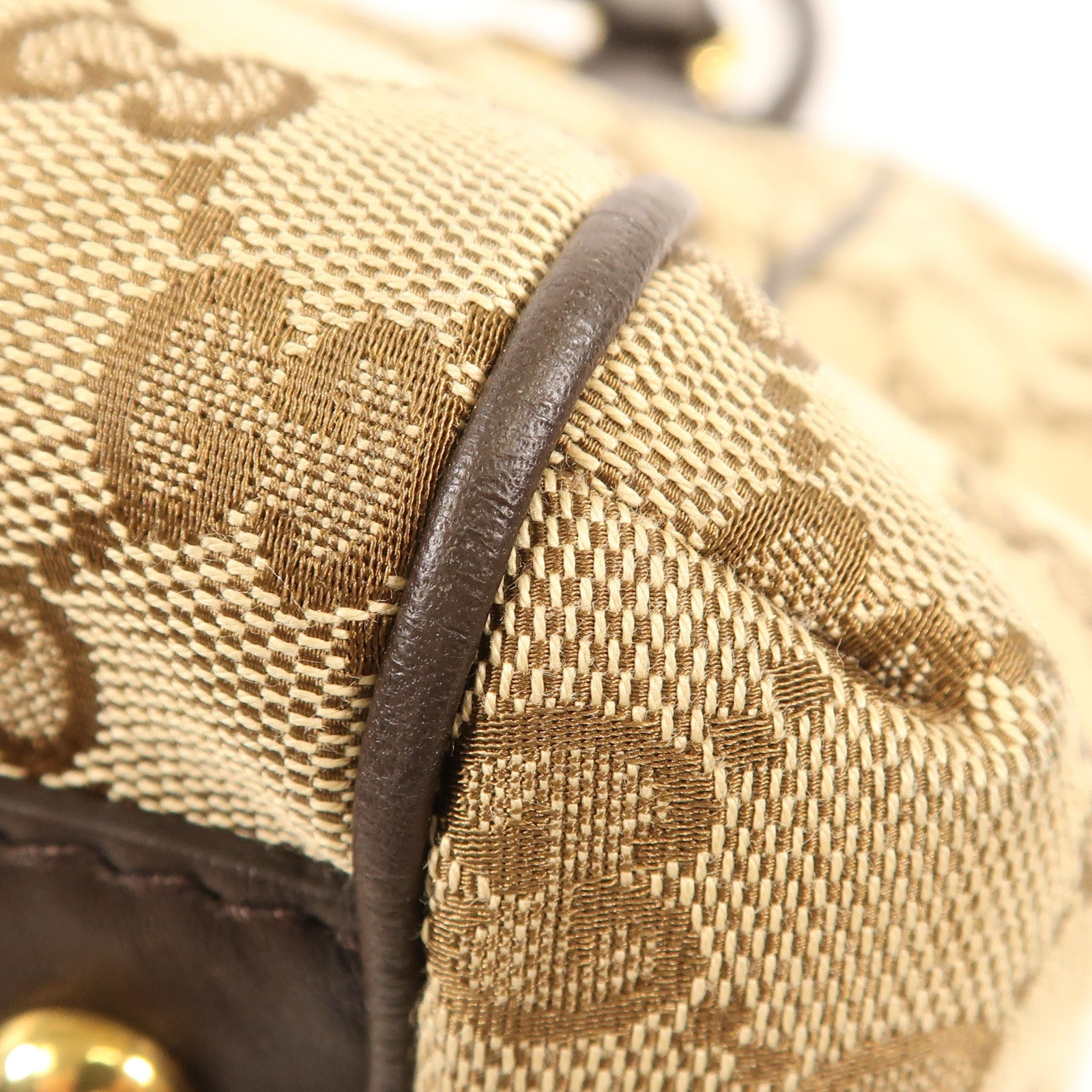 GUCCI 帆布/皮革Scarletti金扣手挽袋