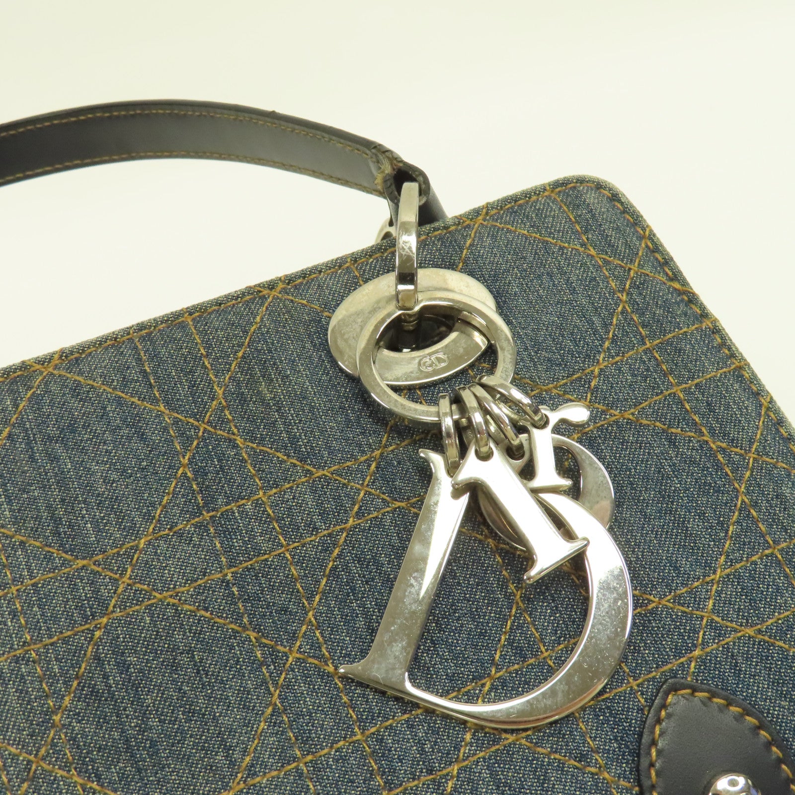 Dior 牛仔布Hand Bag銀扣手挽袋藍色