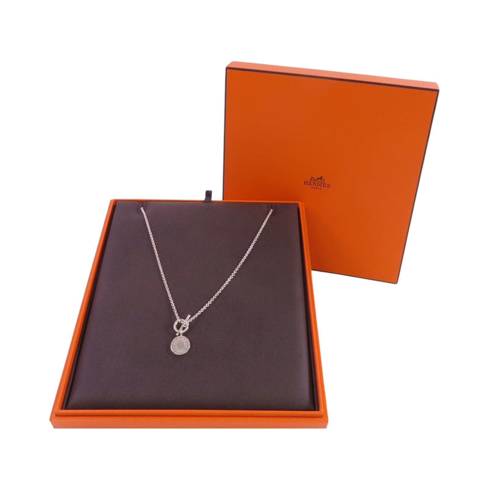 HERMES 925純銀Amulettes Ex-Libris Necklace銀扣項鏈