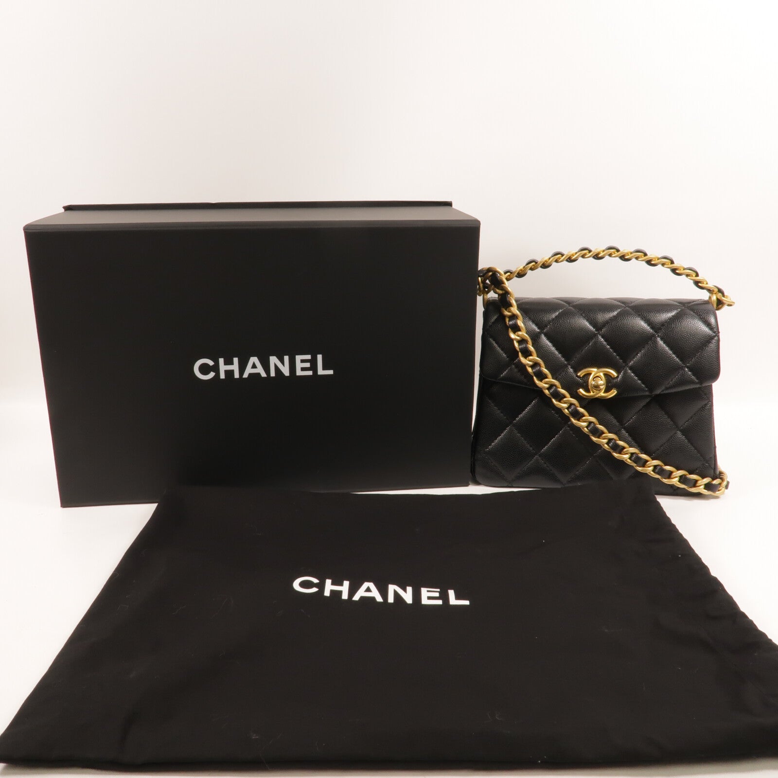 CHANEL 牛皮皮革Chain Shoulder鏈帶手挽肩背兩用袋