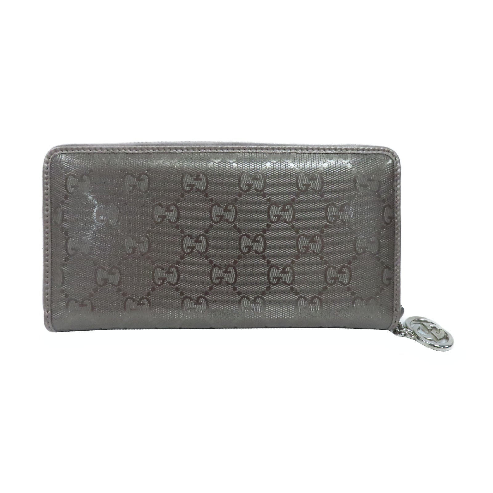 GUCCI 塗層帆布Long Wallet銀扣長錢包米色