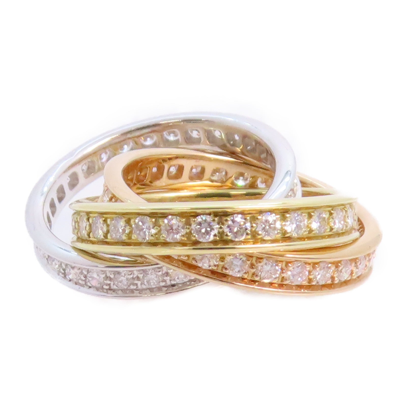 CARTIER 18K黃金/玫瑰金/白金/鑽石Trinity Ring 3Diamond Ring戒指Cartier#43/US#2.5