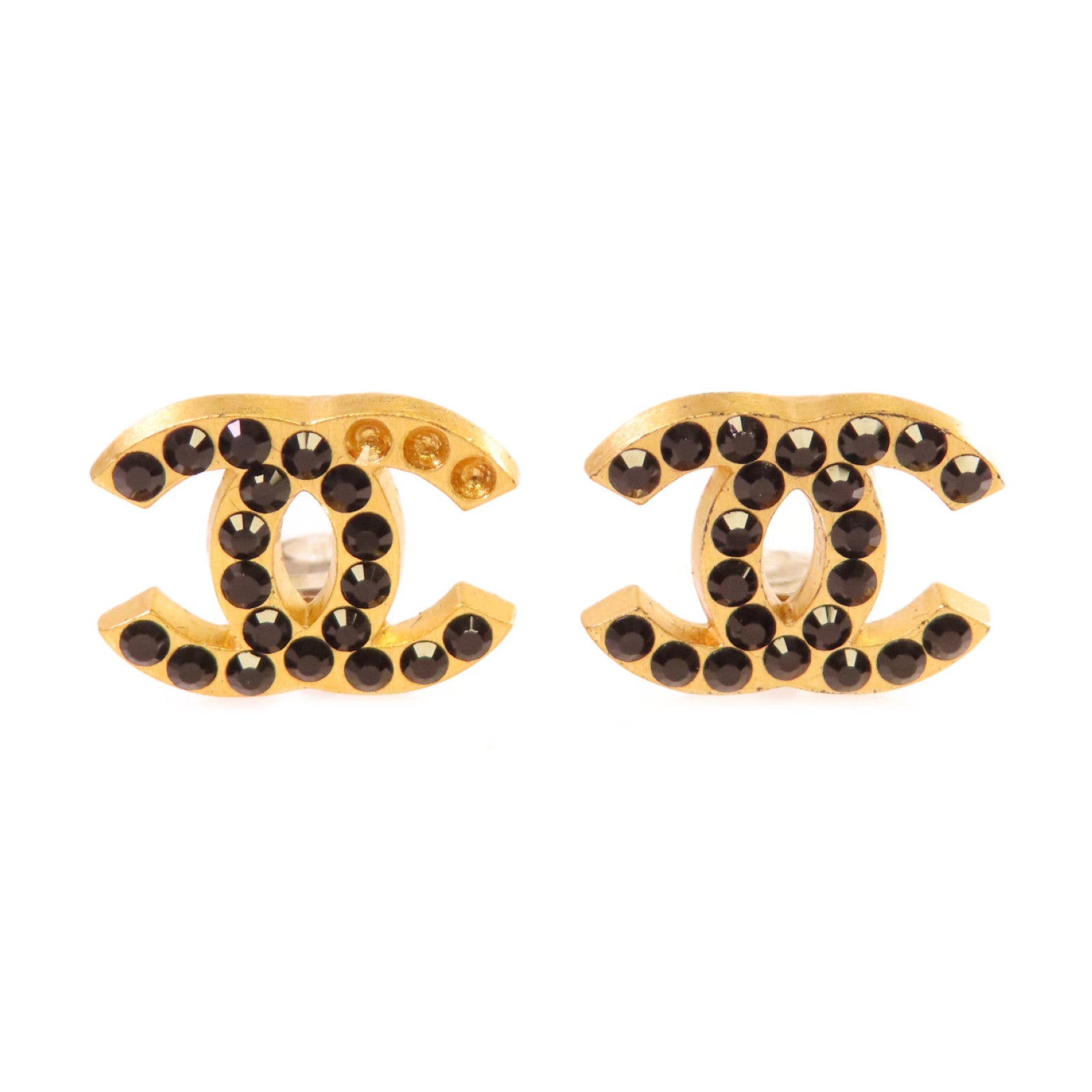 CHANEL 【激減優惠】金屬CC Earrings耳環金色/黑色