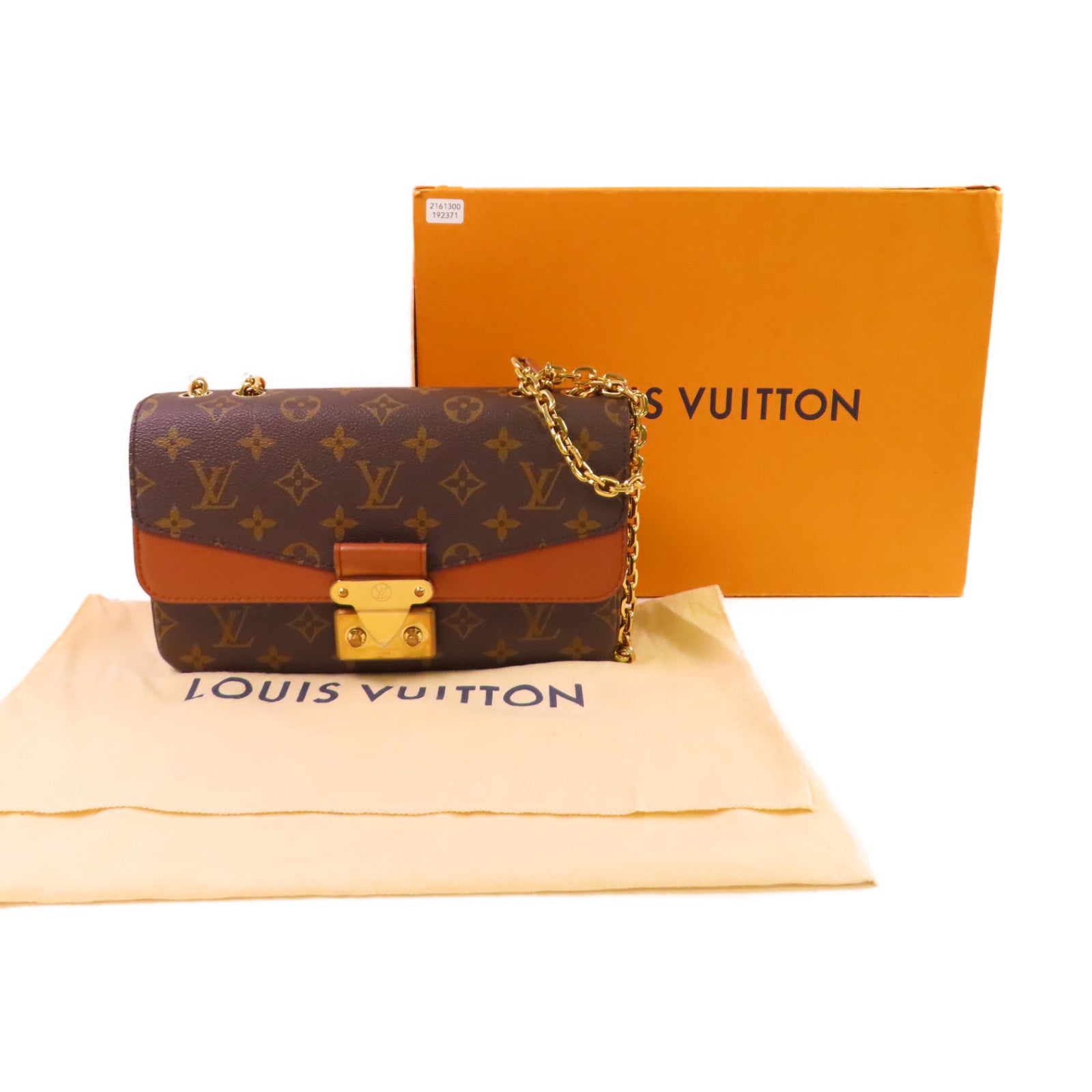 LOUIS VUITTON Monogram Marcear Shoulder Bag金扣鏈帶肩背袋啡色