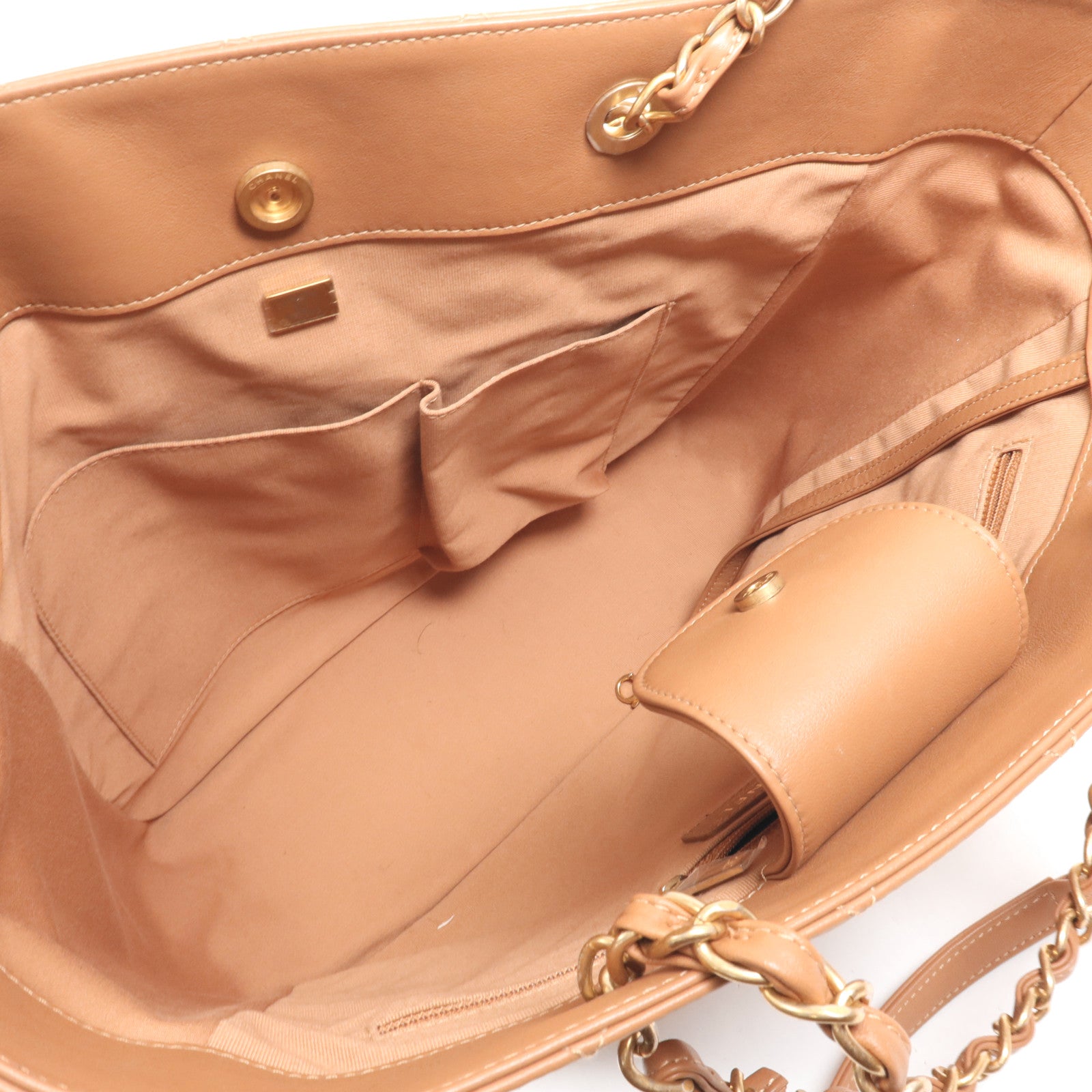 CHANEL 羊皮皮革Tote Bag金扣手挽肩背兩用袋