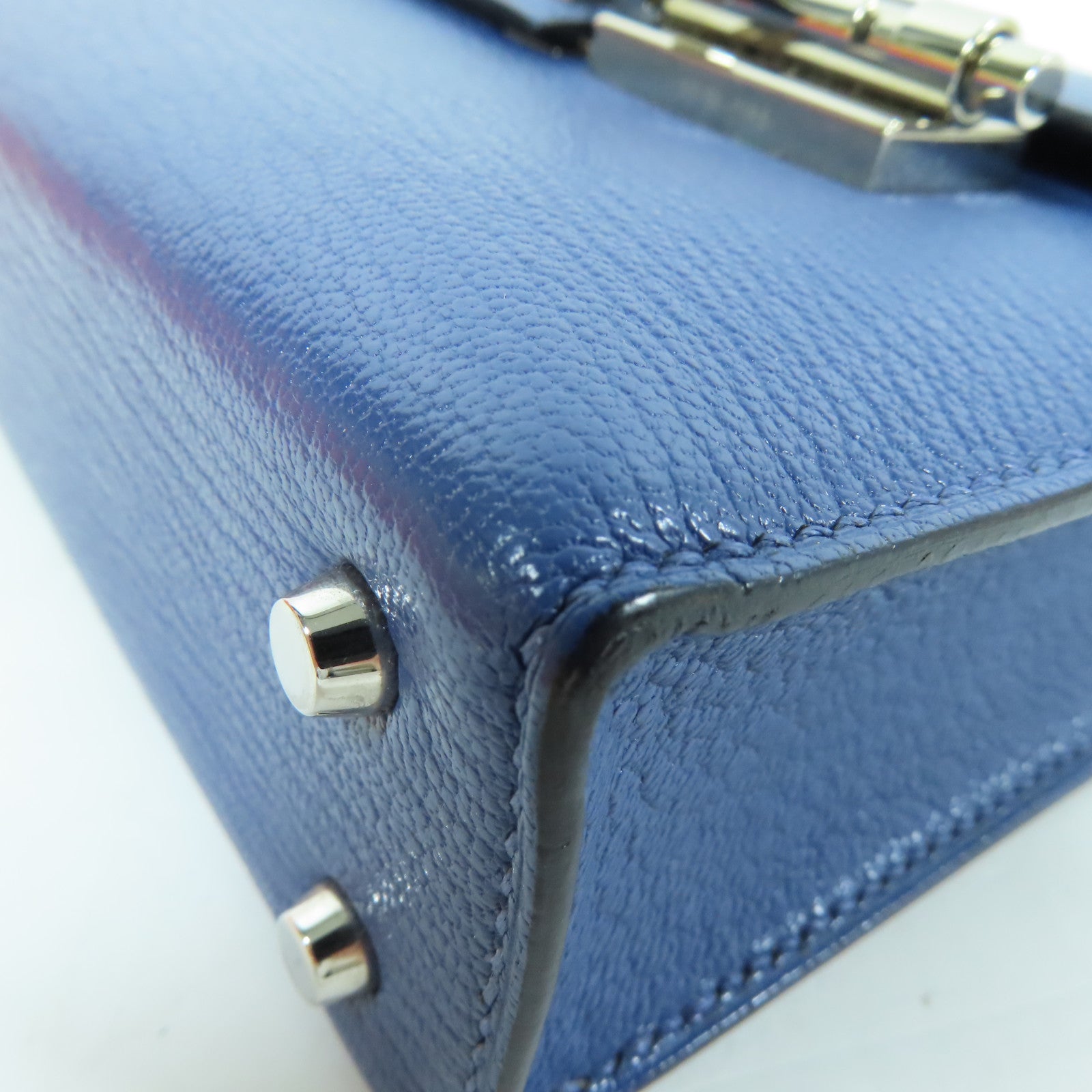 HERMES Chevre皮革Verrou Mini銀扣鏈帶肩背袋