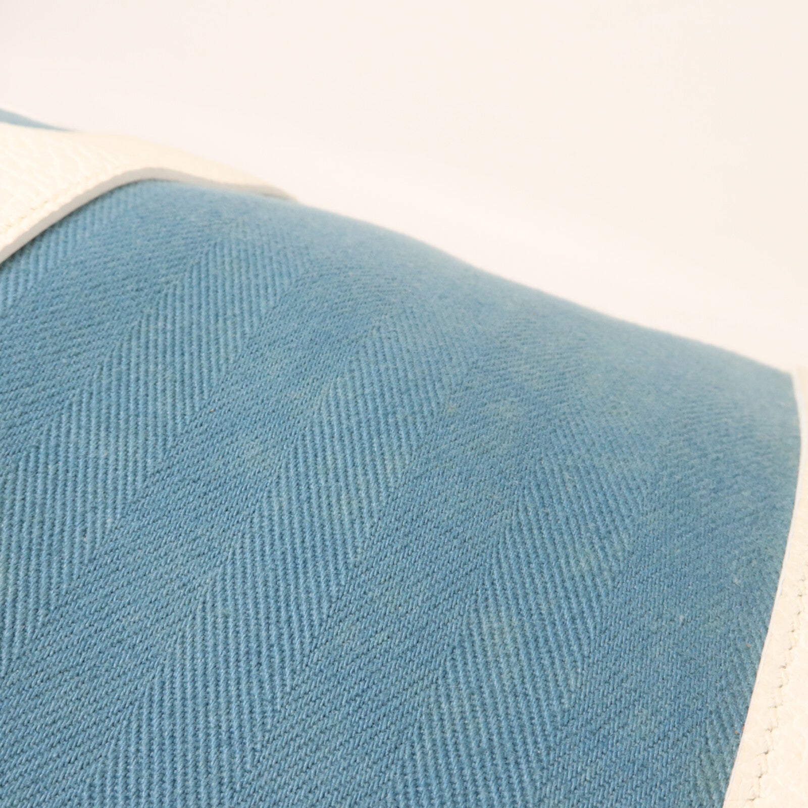 HERMES 帆布Garden Party PM手挽袋Blue/White