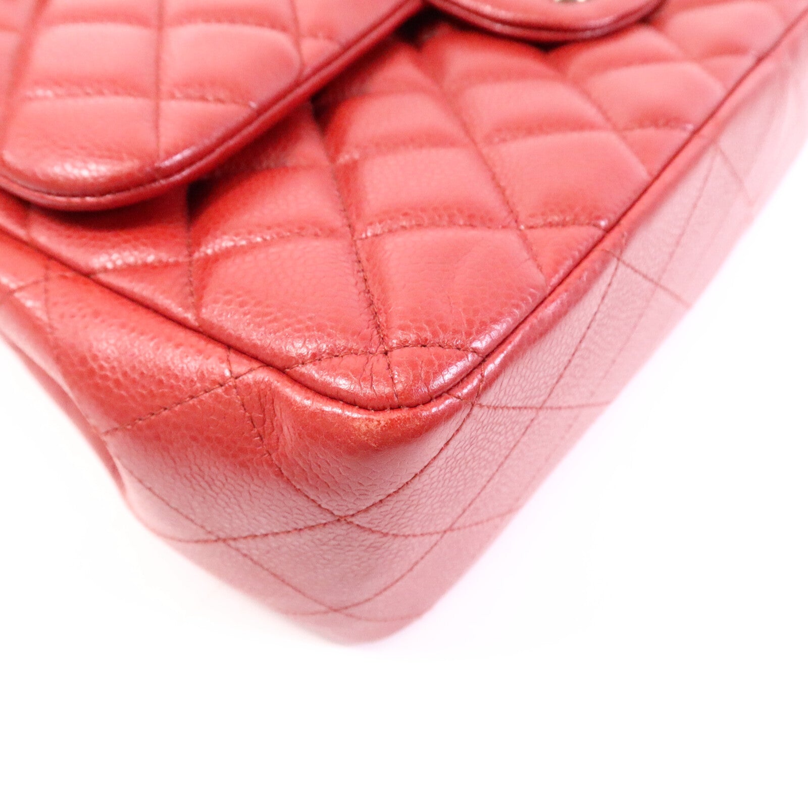 CHANEL 牛皮皮革Large Classic銀扣鏈帶肩背袋