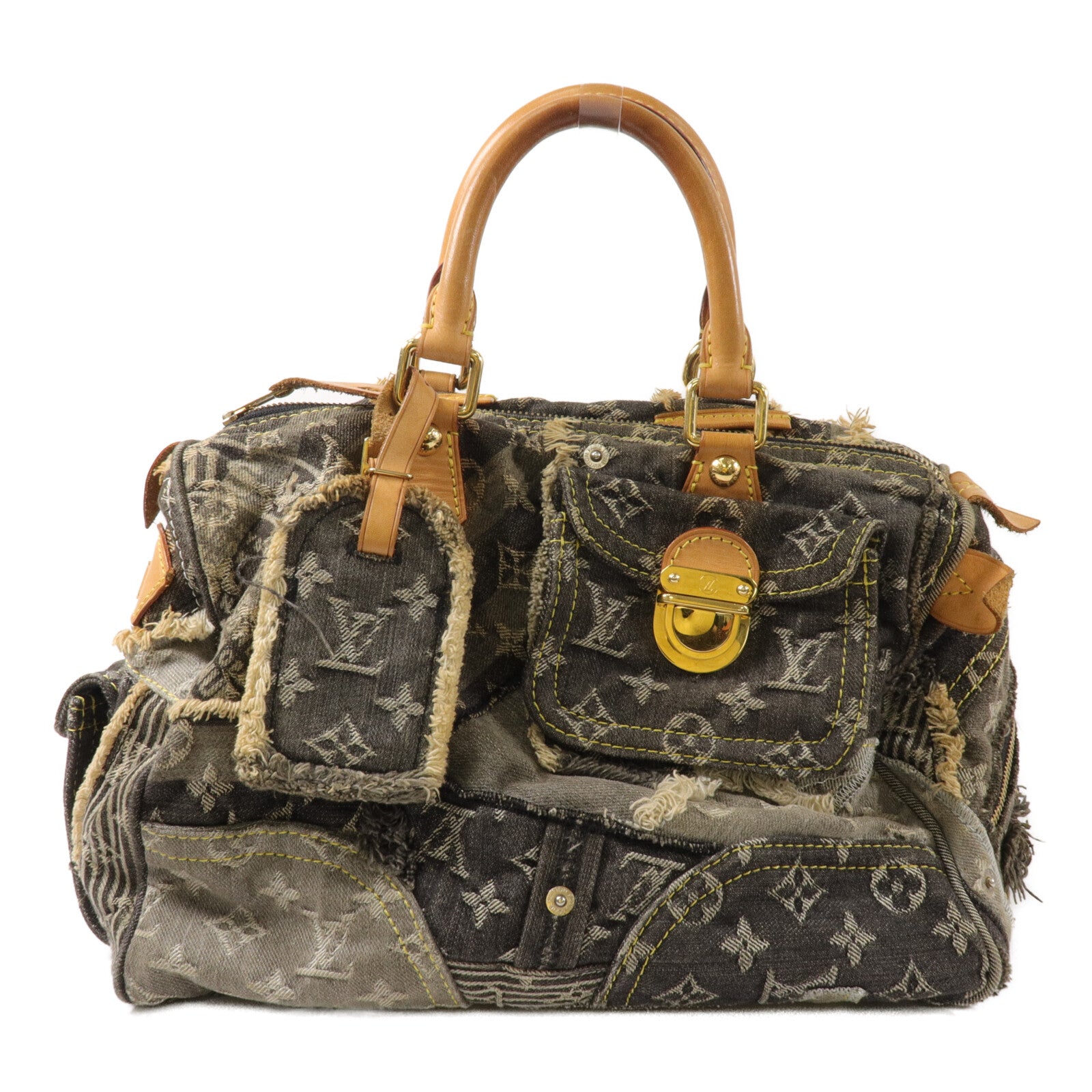 LOUIS VUITTON Monogram Denim Patchwork Speedy 30手挽袋