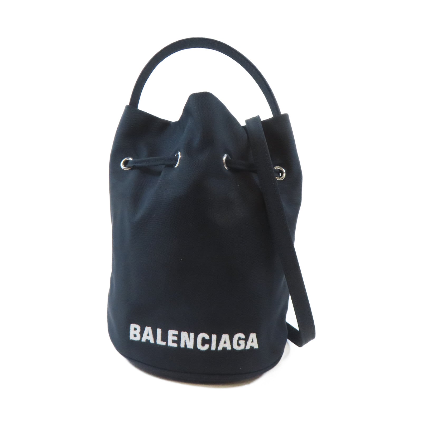 BALENCIAGA 尼龍Bucket銀扣手挽肩背兩用袋黑色