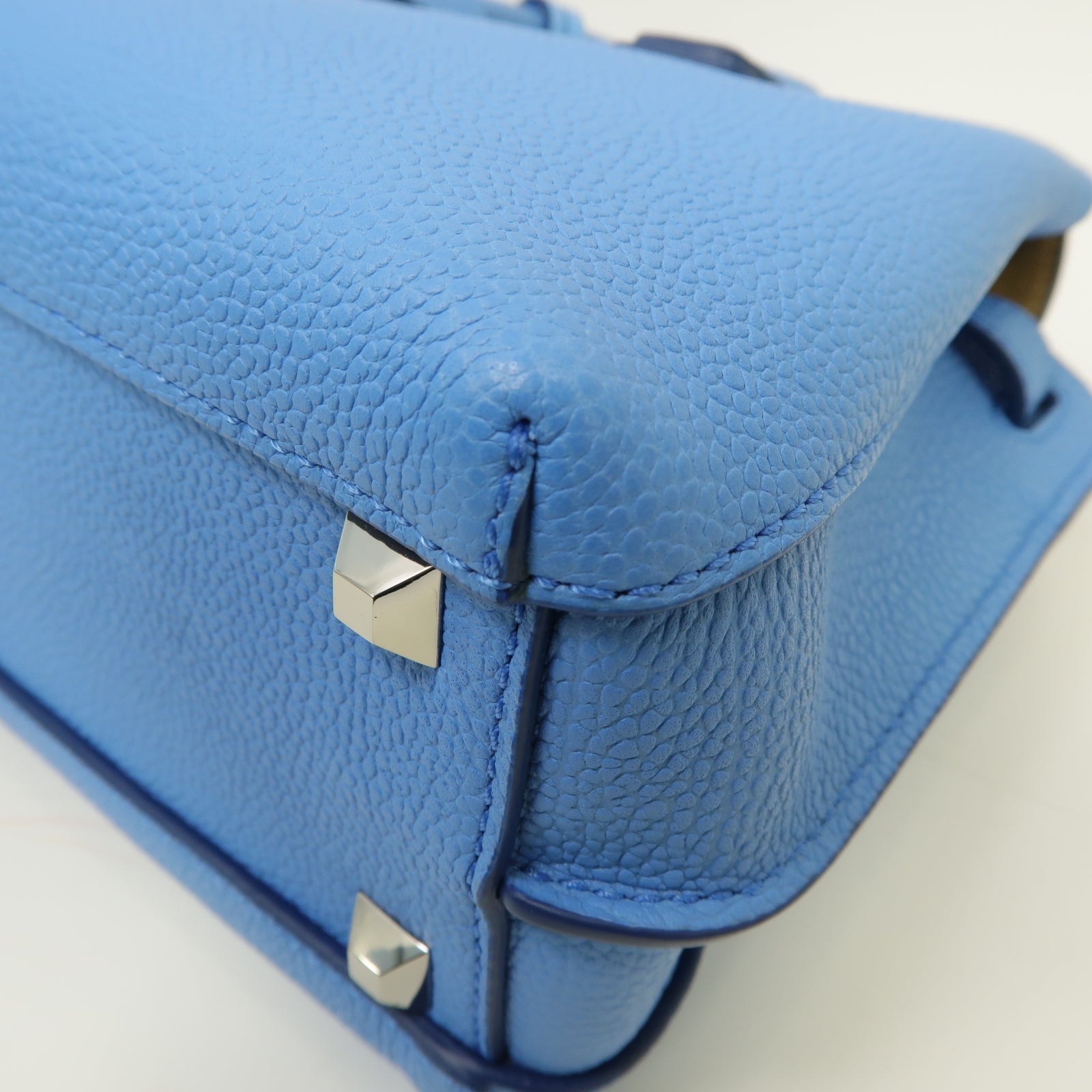 MCM 牛皮皮革2way Shoulder Bag銀扣手挽肩背兩用袋藍色