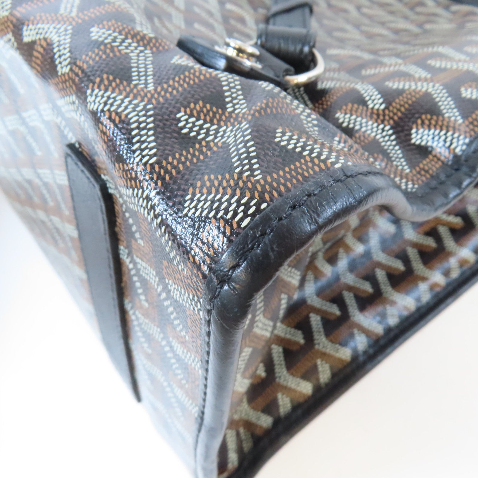 GOYARD 塗層帆布/牛皮皮革Saint Leger Backpack銀扣背包黑色