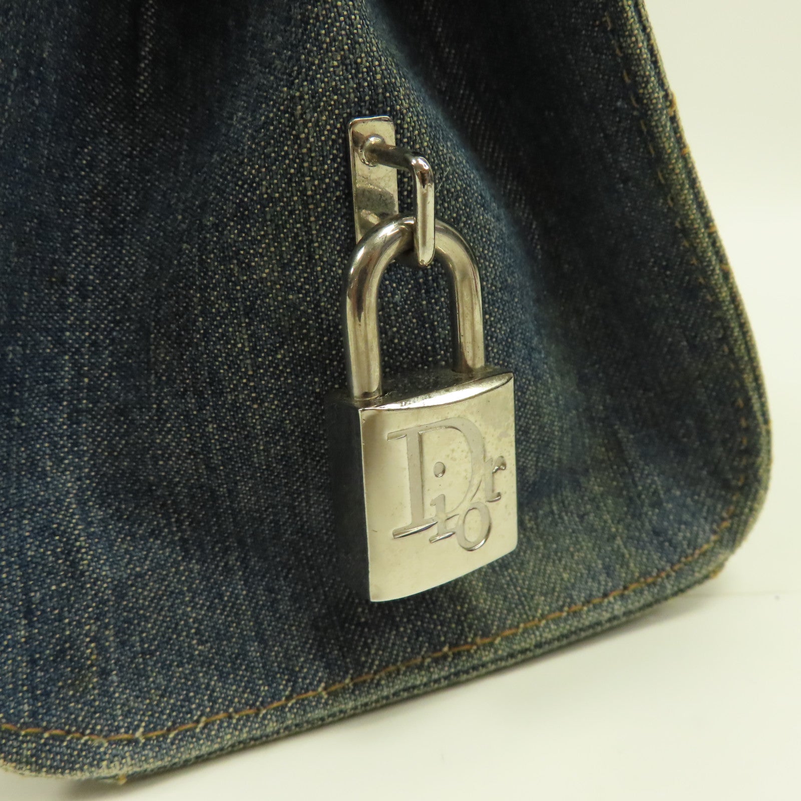 Dior 牛仔布Hand Bag銀扣手挽袋藍色