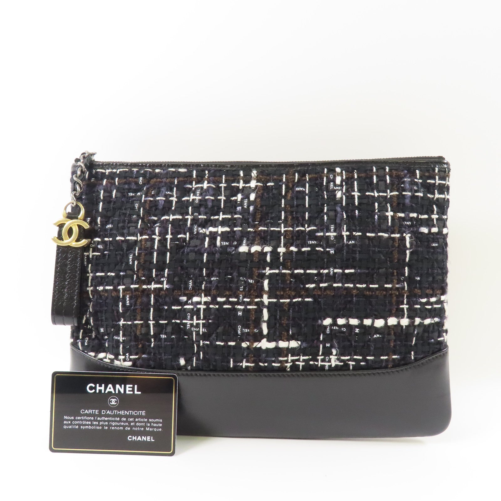 CHANEL 牛皮皮革/Tweed Clutch手拿包