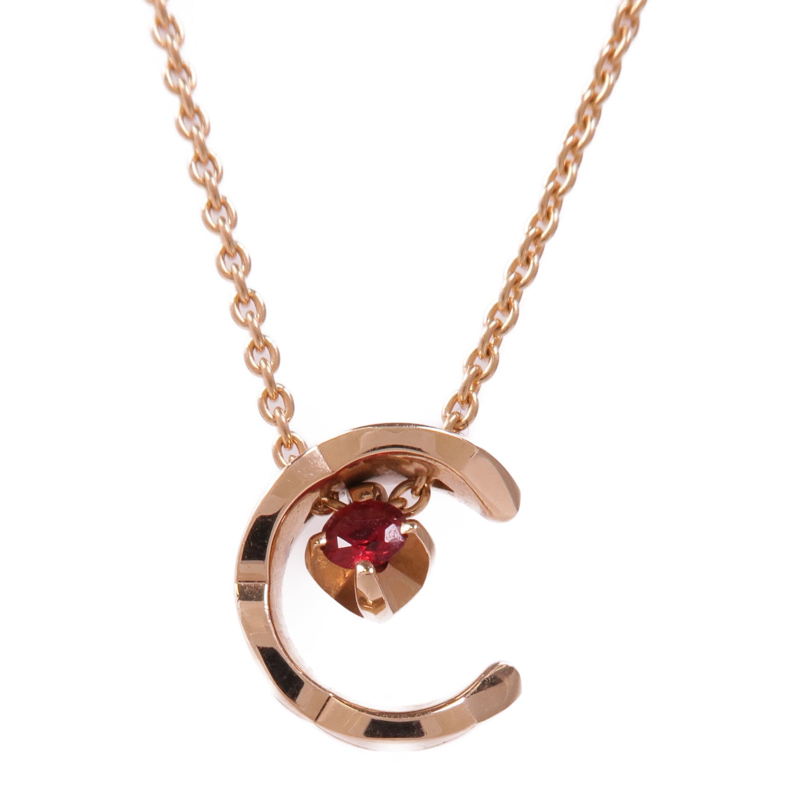 CHANEL 18K玫瑰金Coco Necklace紅寶石/鑽石項鍊
