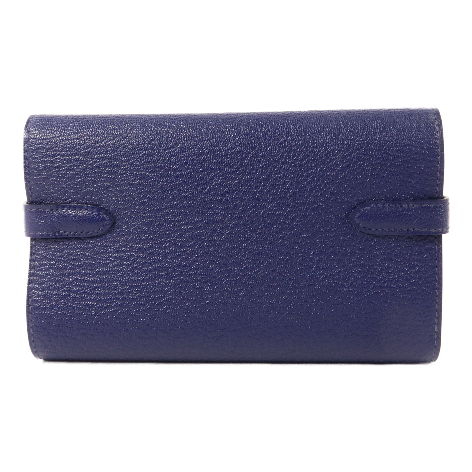 HERMES Chevre皮革Kelly Depliant Medium Wallet錢包Bleu Encre
