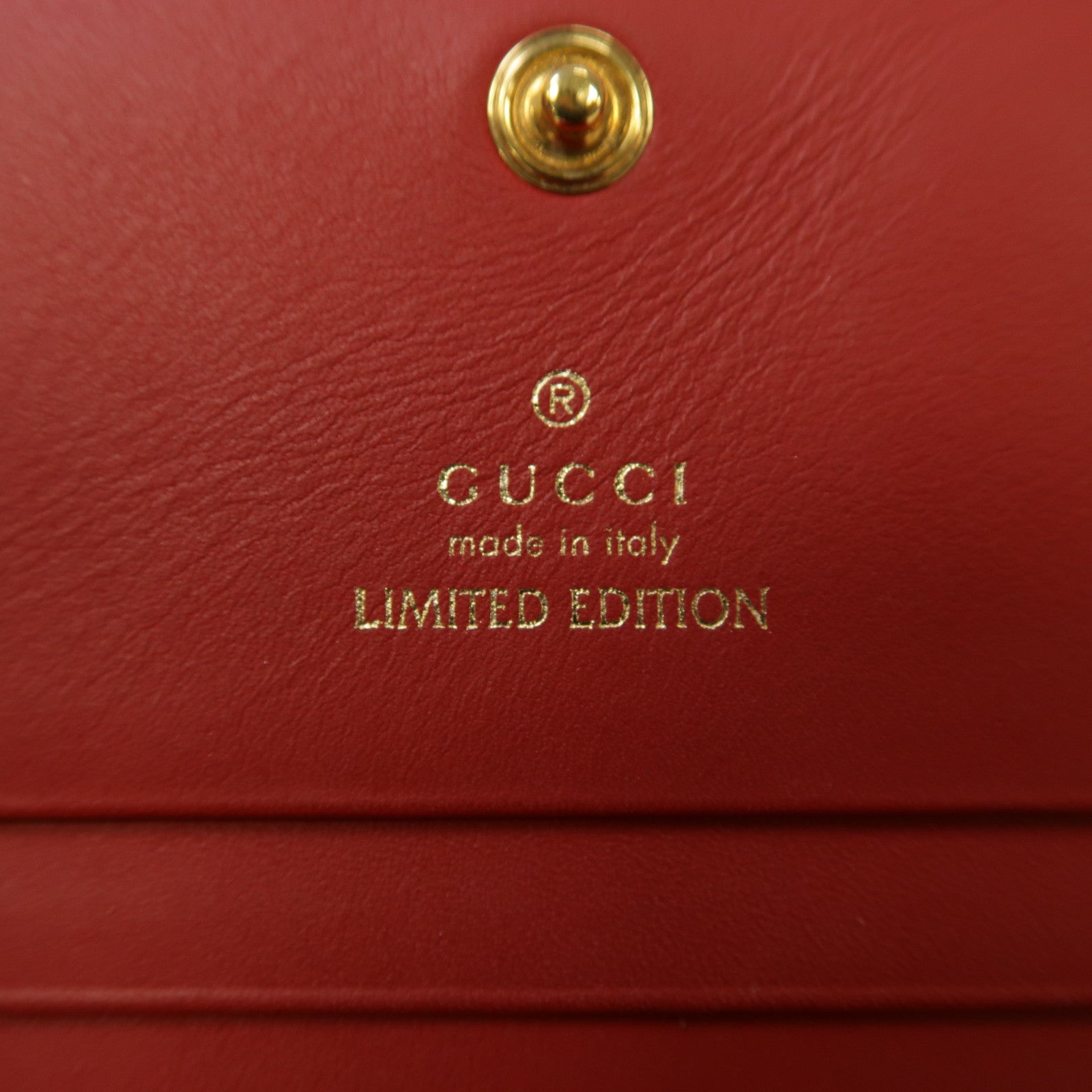 GUCCI 塗層帆布Wallet鈕扣錢包啡色/紅色