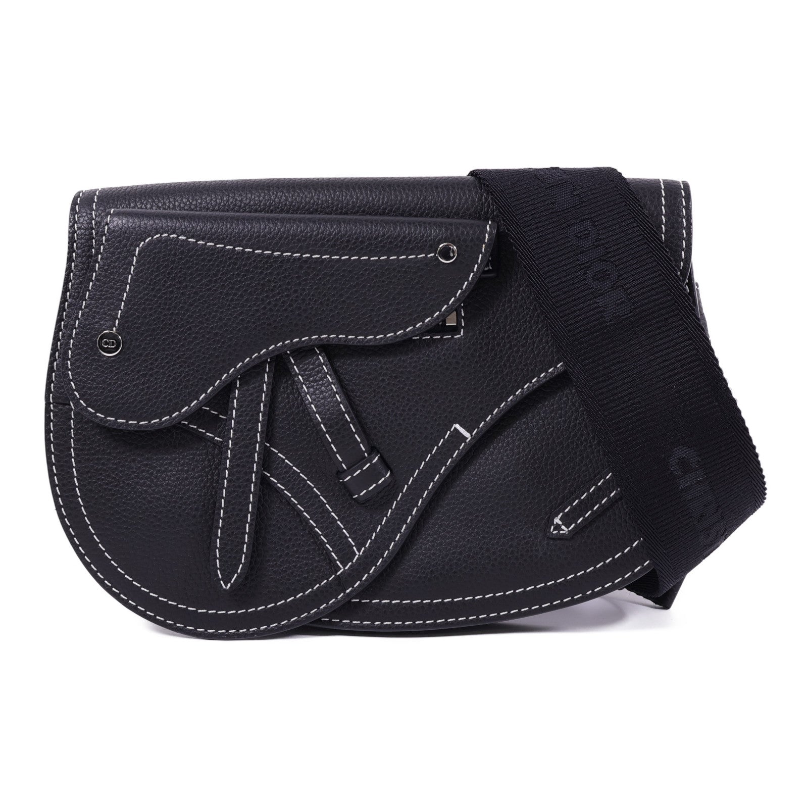 Dior 牛皮皮革Saddle Bag銀扣肩背袋