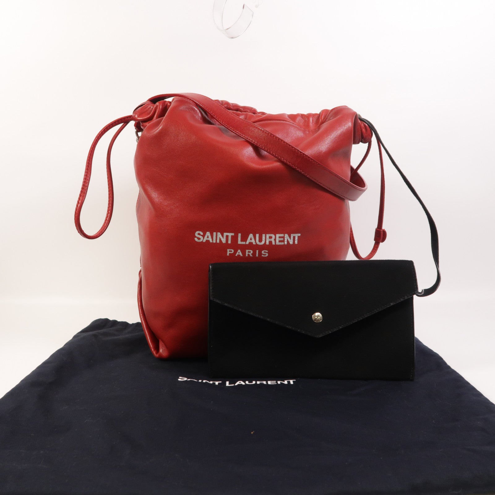 SAINT LAURENT 羊皮皮革Teddy BucketTeddy Bucket鏈帶肩背袋