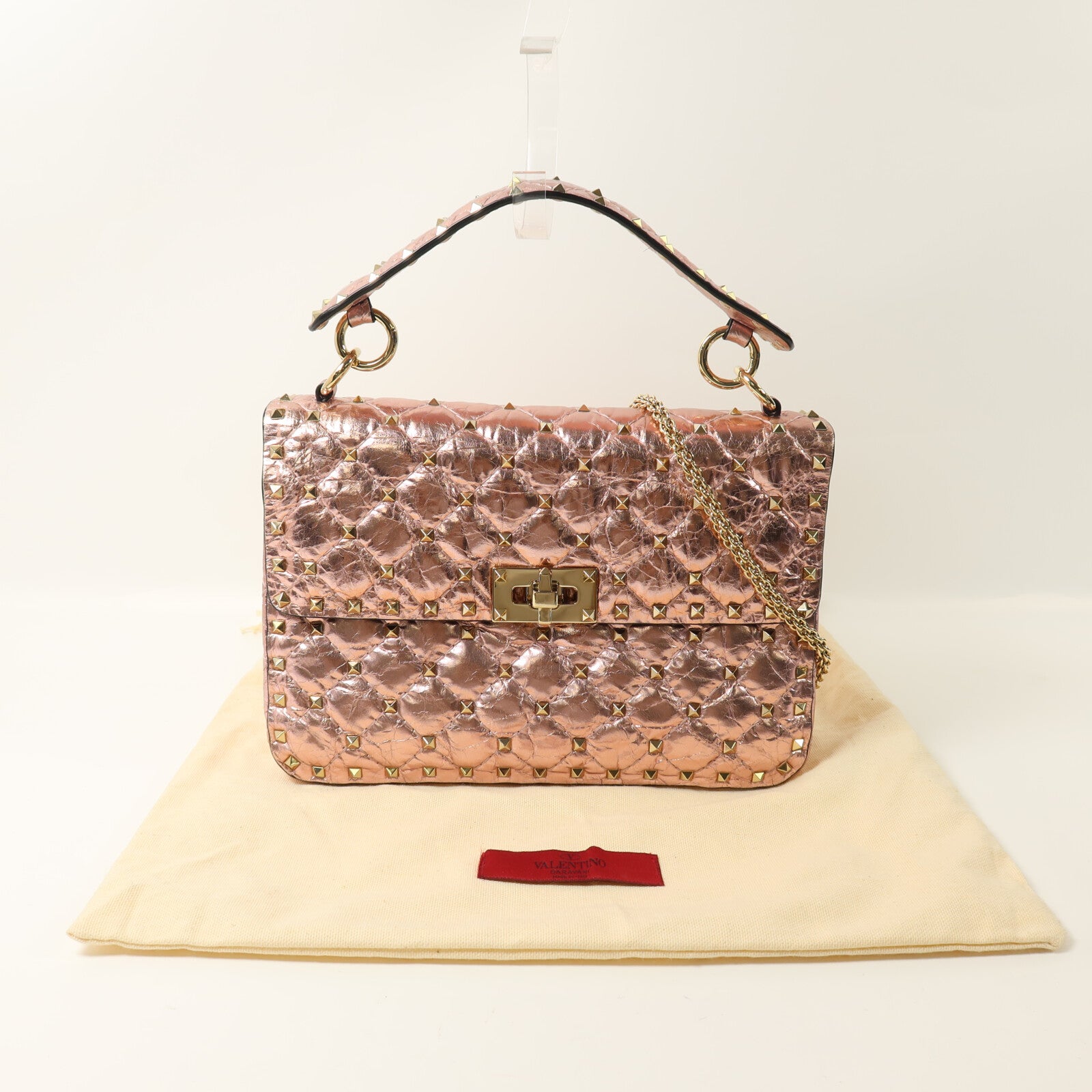 Valentino 牛皮皮革Rockstud Spike Medium手挽肩背兩用袋