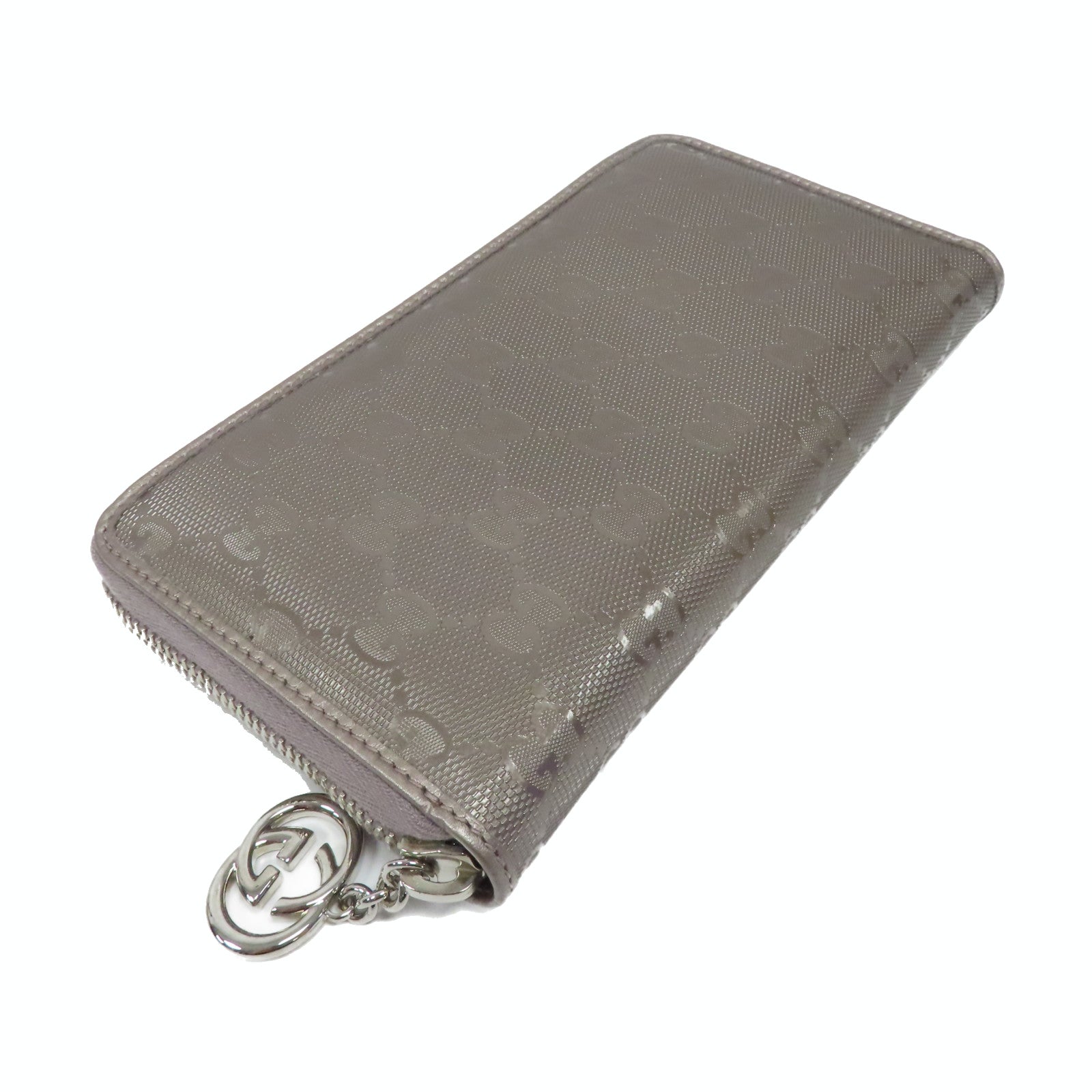 GUCCI 塗層帆布Long Wallet銀扣長錢包米色