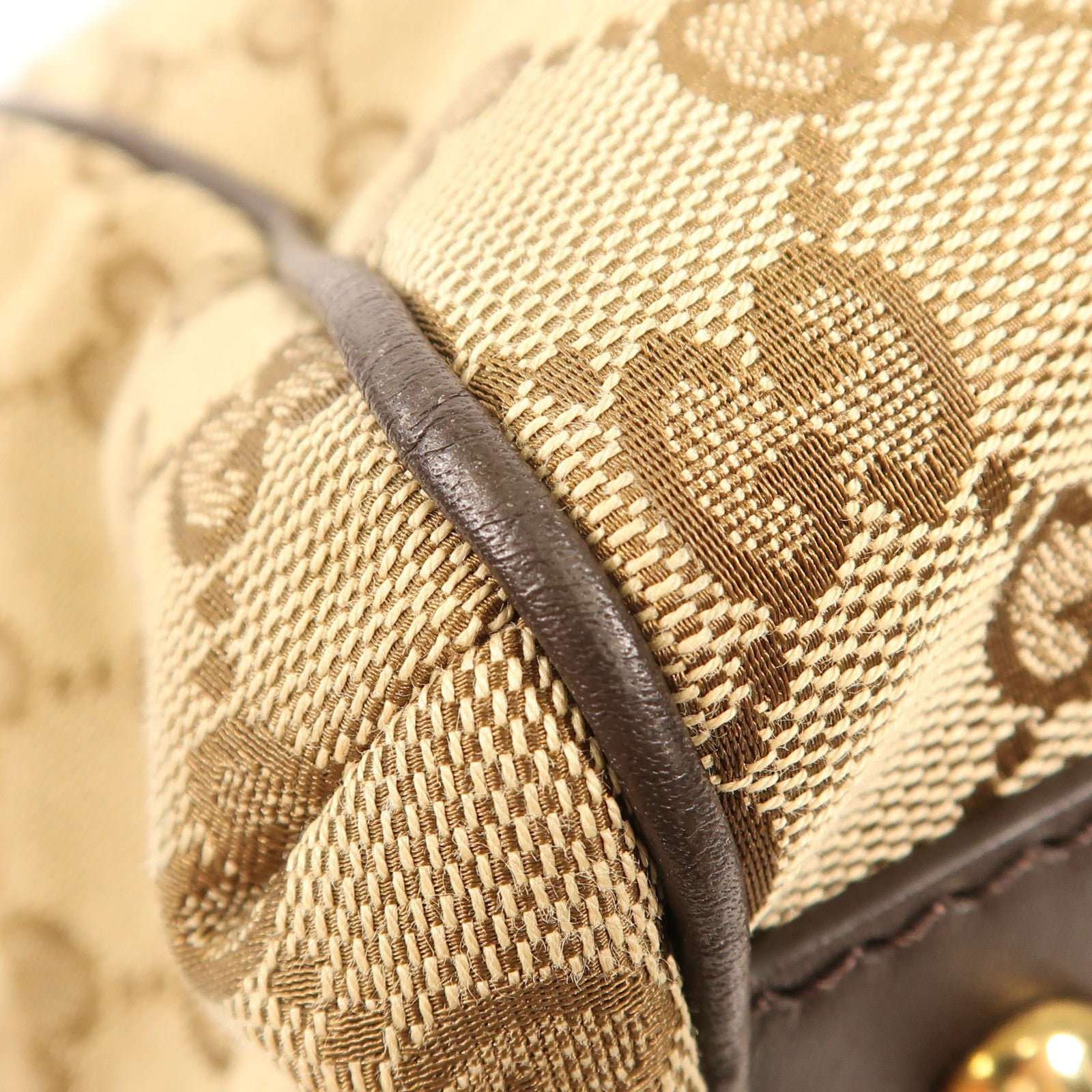 GUCCI 帆布/皮革Scarletti金扣手挽袋