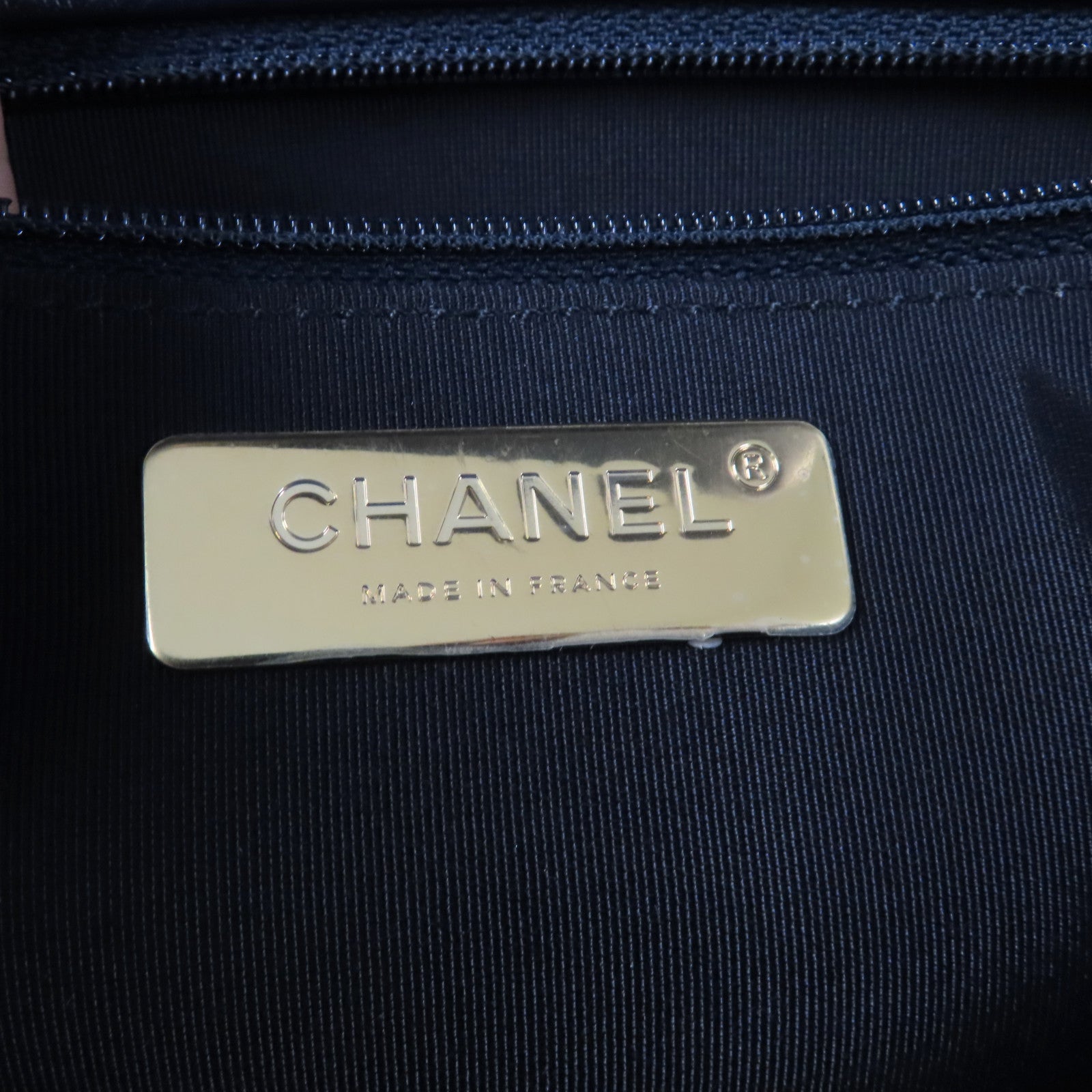 CHANEL 菱格羊皮皮革C19 Large手挽肩背兩用袋深藍色